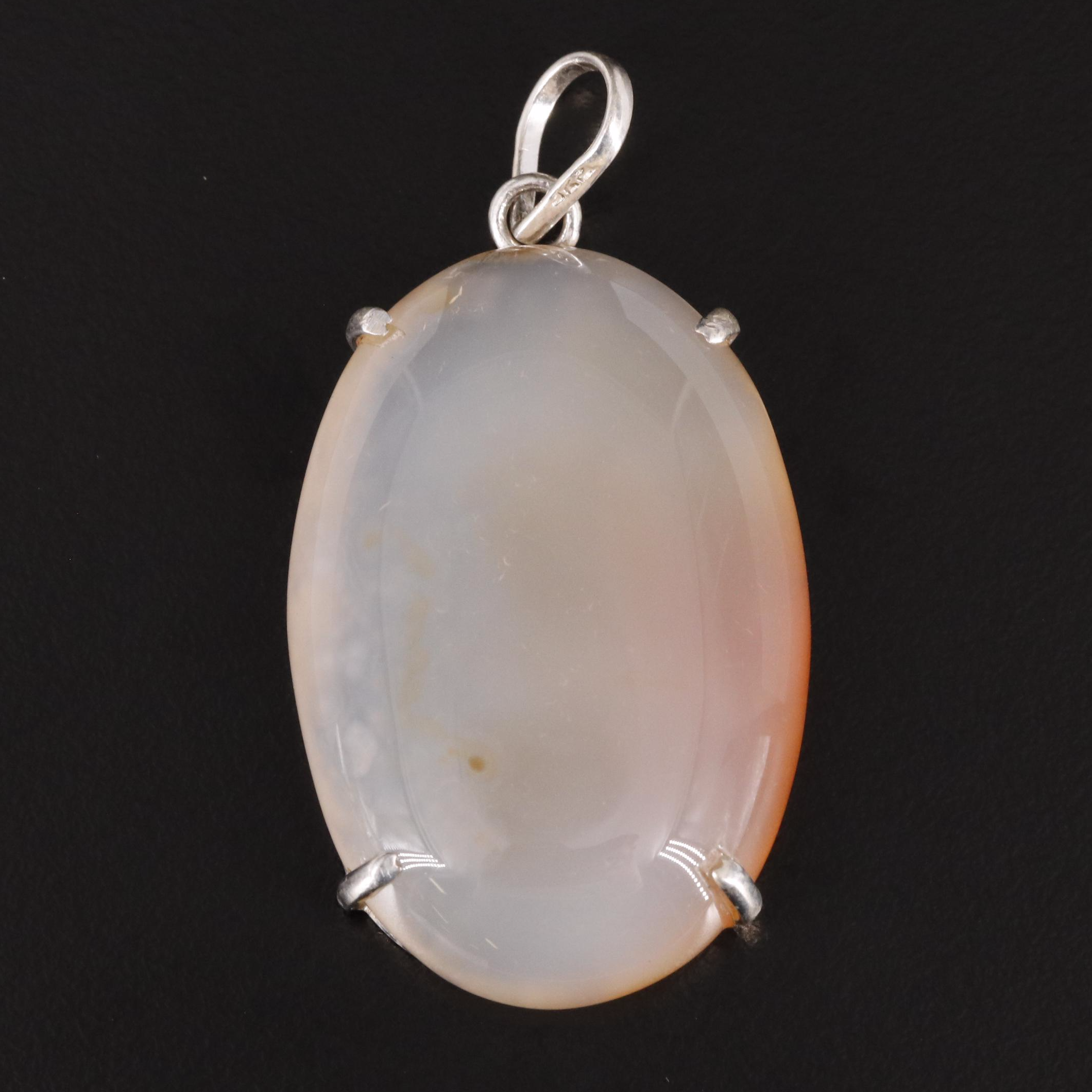 Sterling Agate Oval Pendant