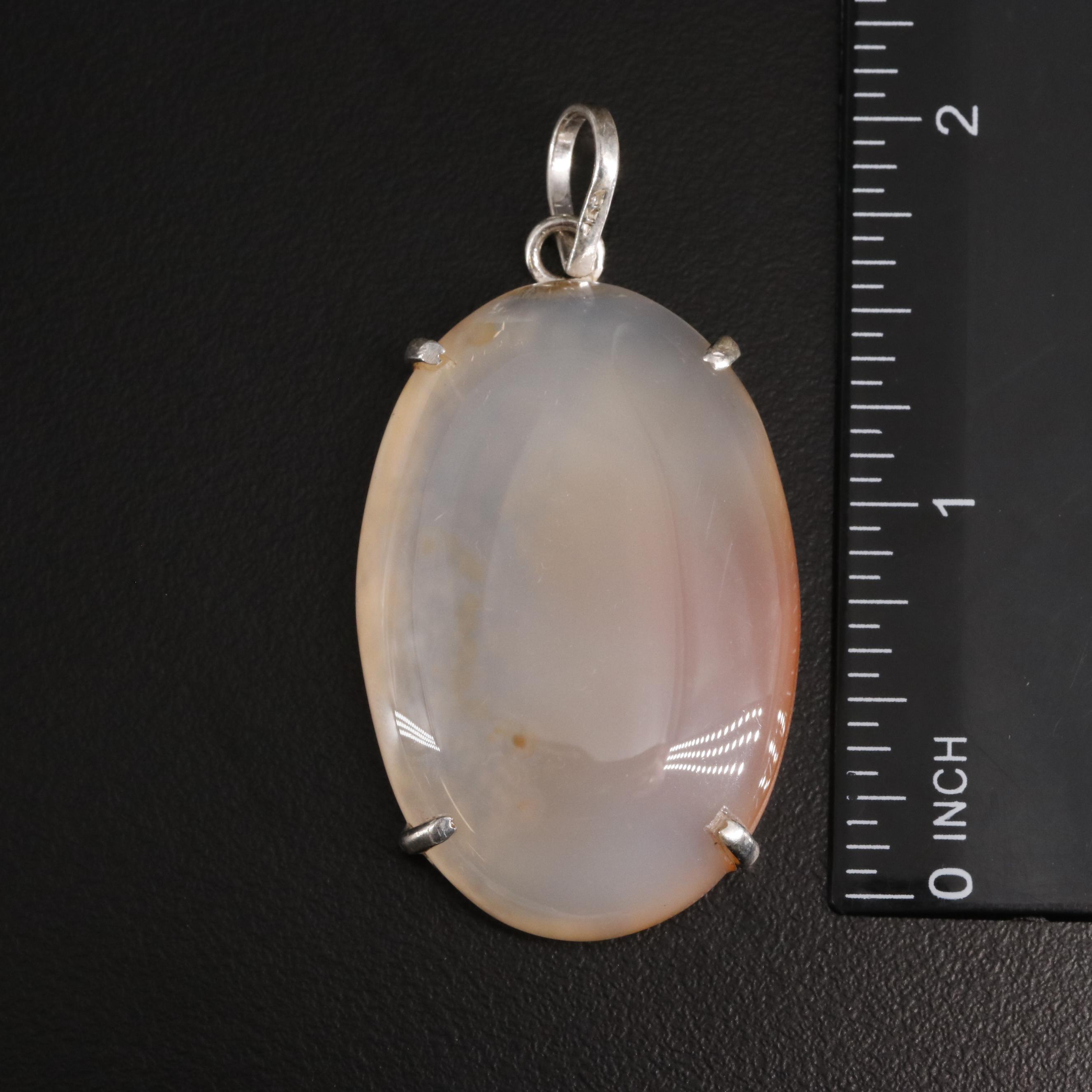 Sterling Agate Oval Pendant