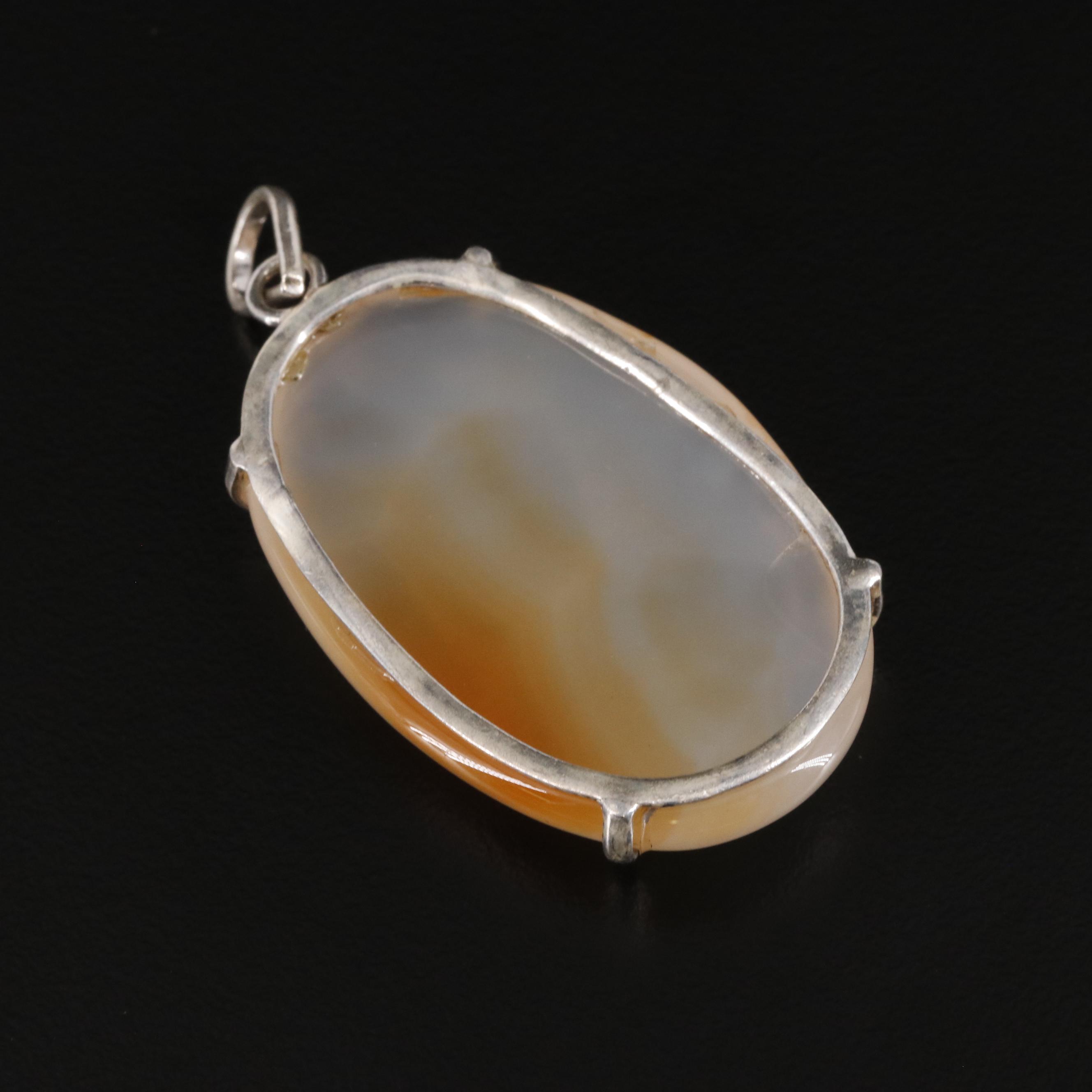 Sterling Agate Oval Pendant