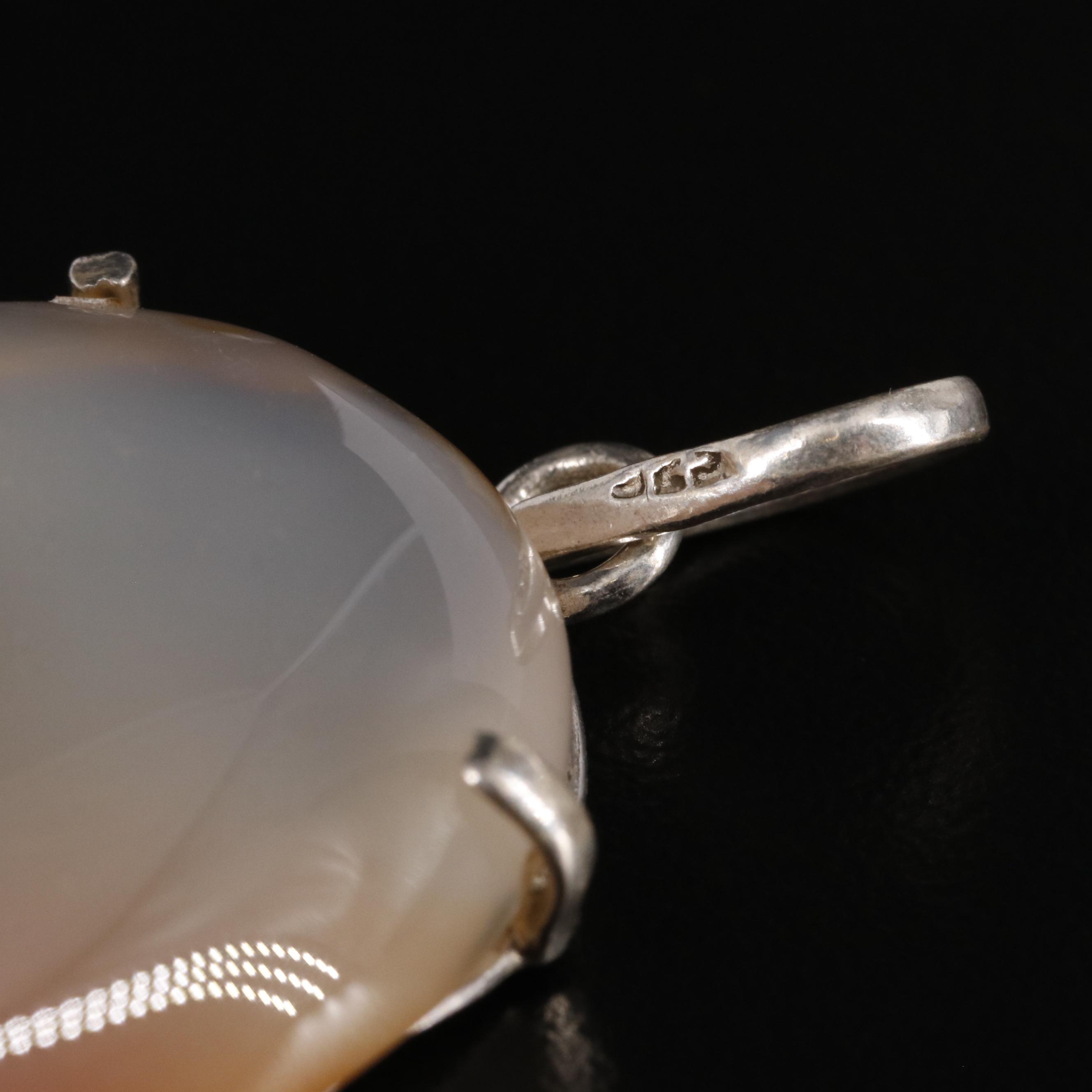 Sterling Agate Oval Pendant