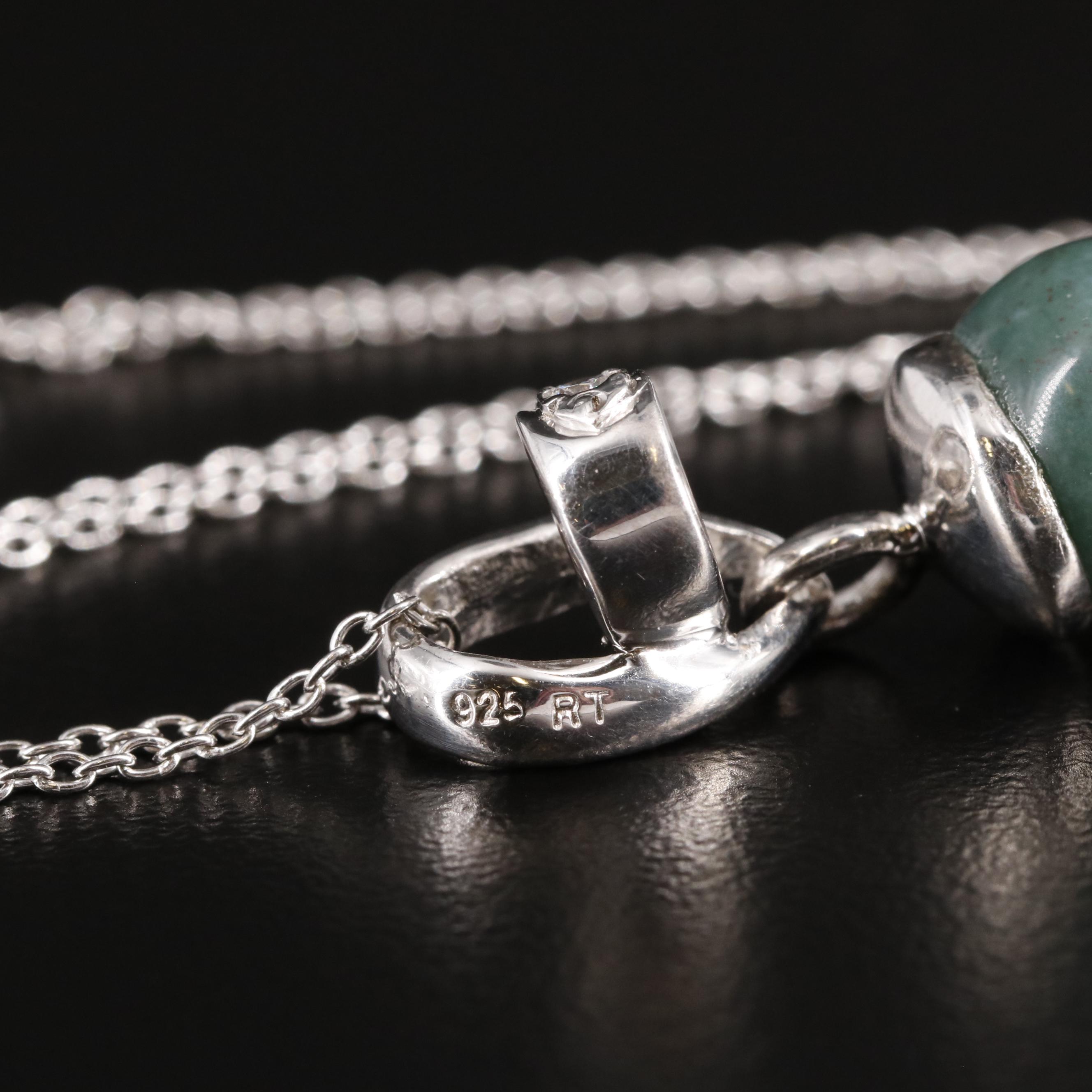 Sterling Chalcedony and Cubic Zirconia Pendant Necklace