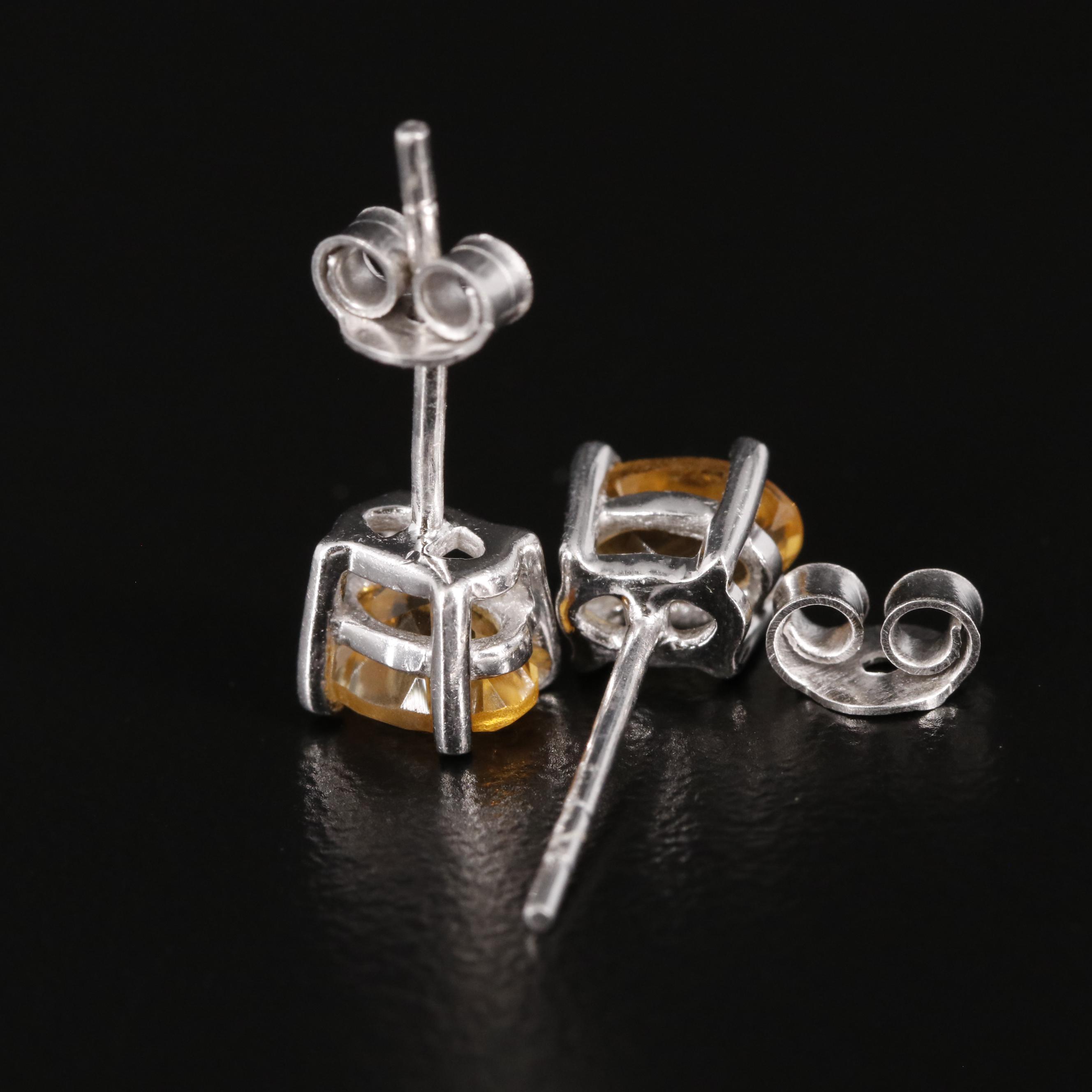 Sterling and Citrine Stud Earrings