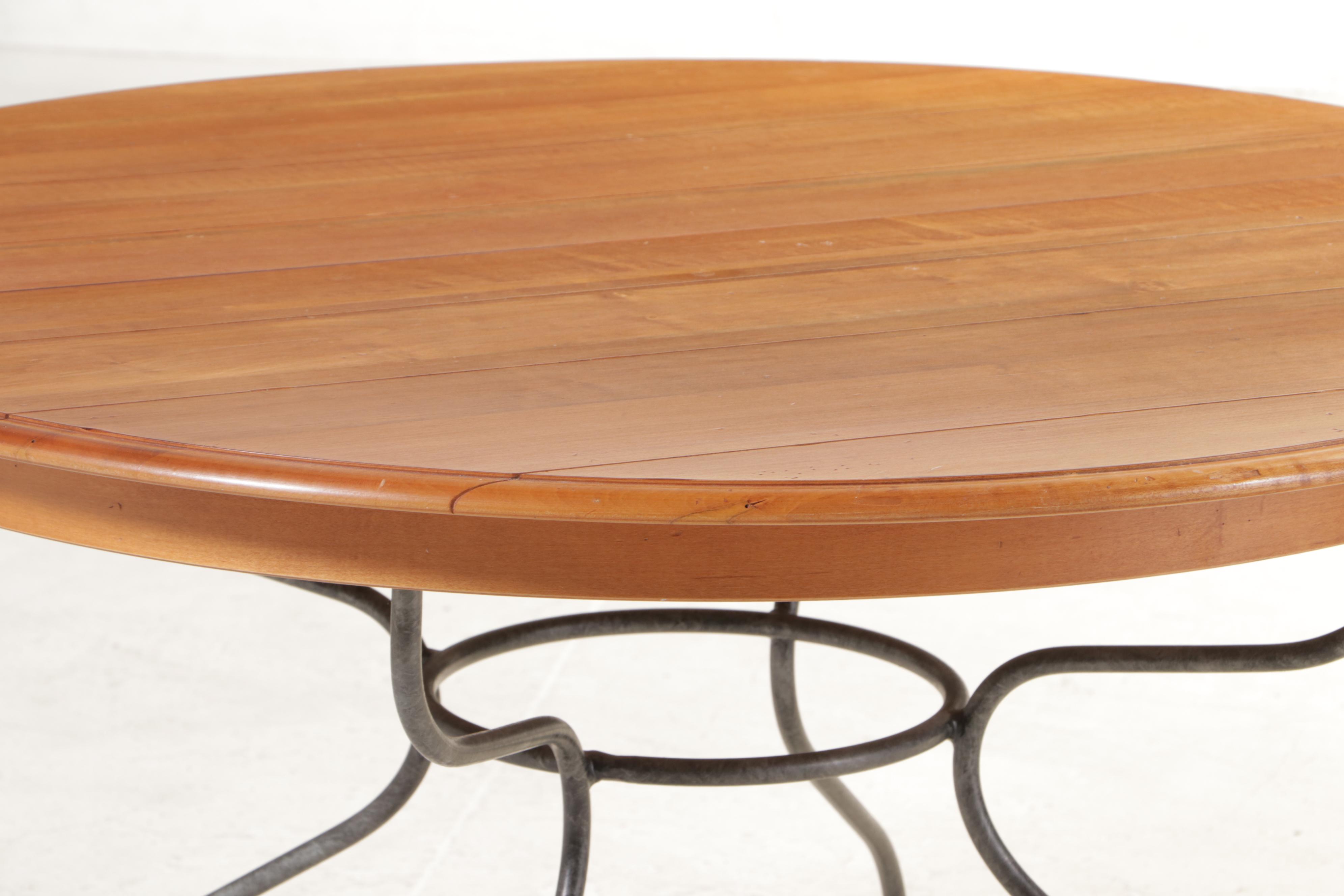 Ethan Allen "Legacy" Maple and Iron Round Dining Table