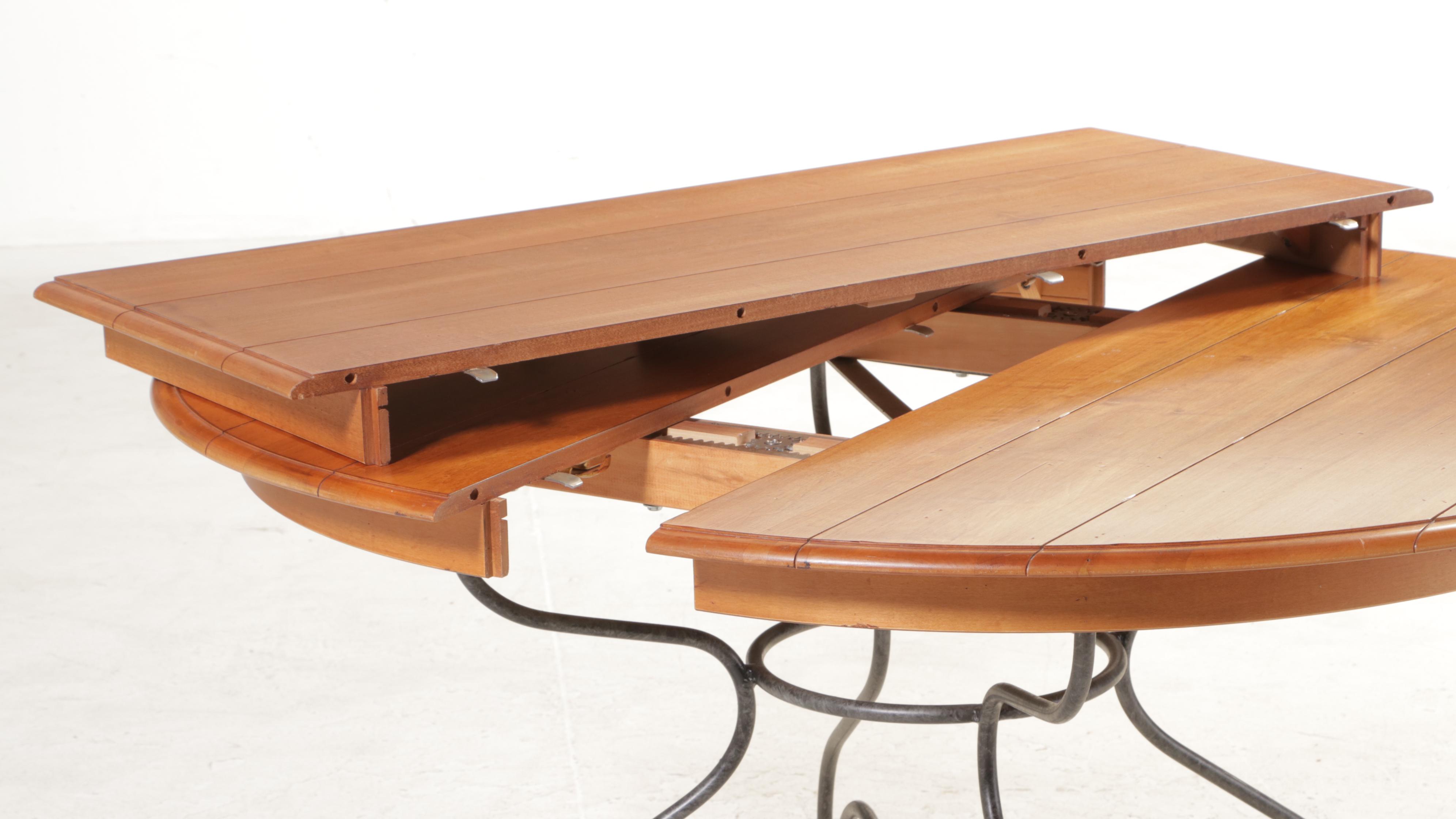 Ethan Allen "Legacy" Maple and Iron Round Dining Table