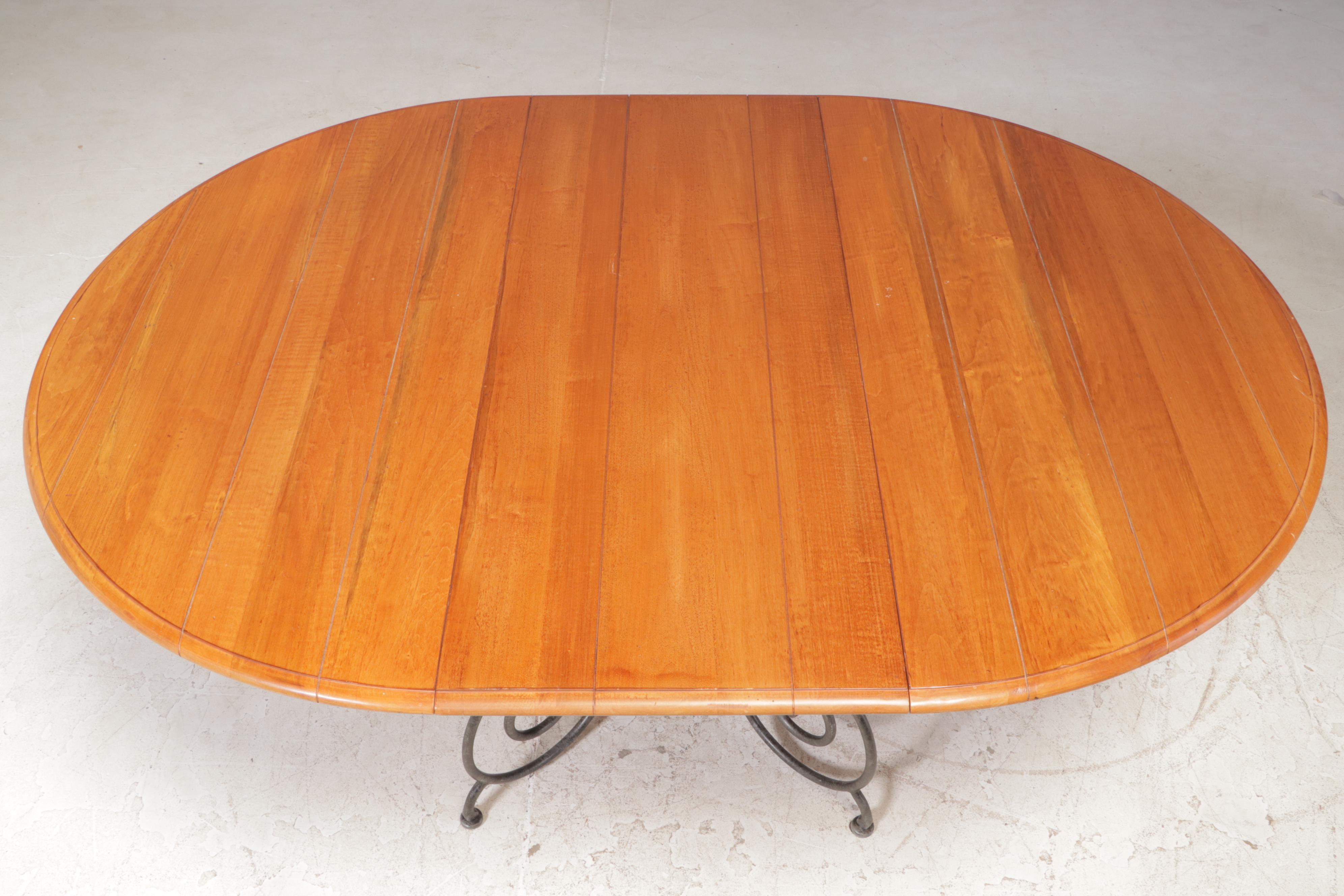 Ethan Allen "Legacy" Maple and Iron Round Dining Table