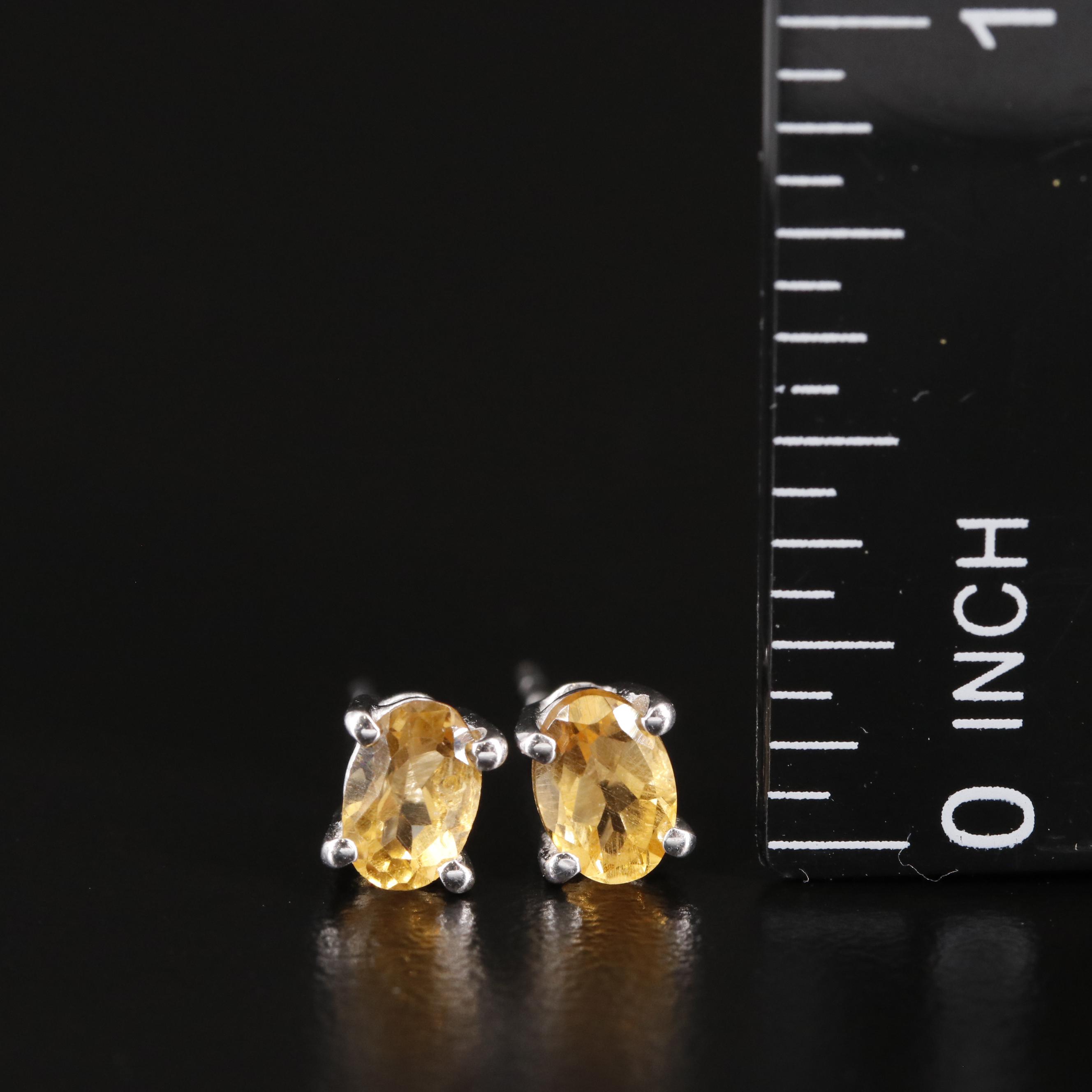 Sterling and Citrine Stud Earrings