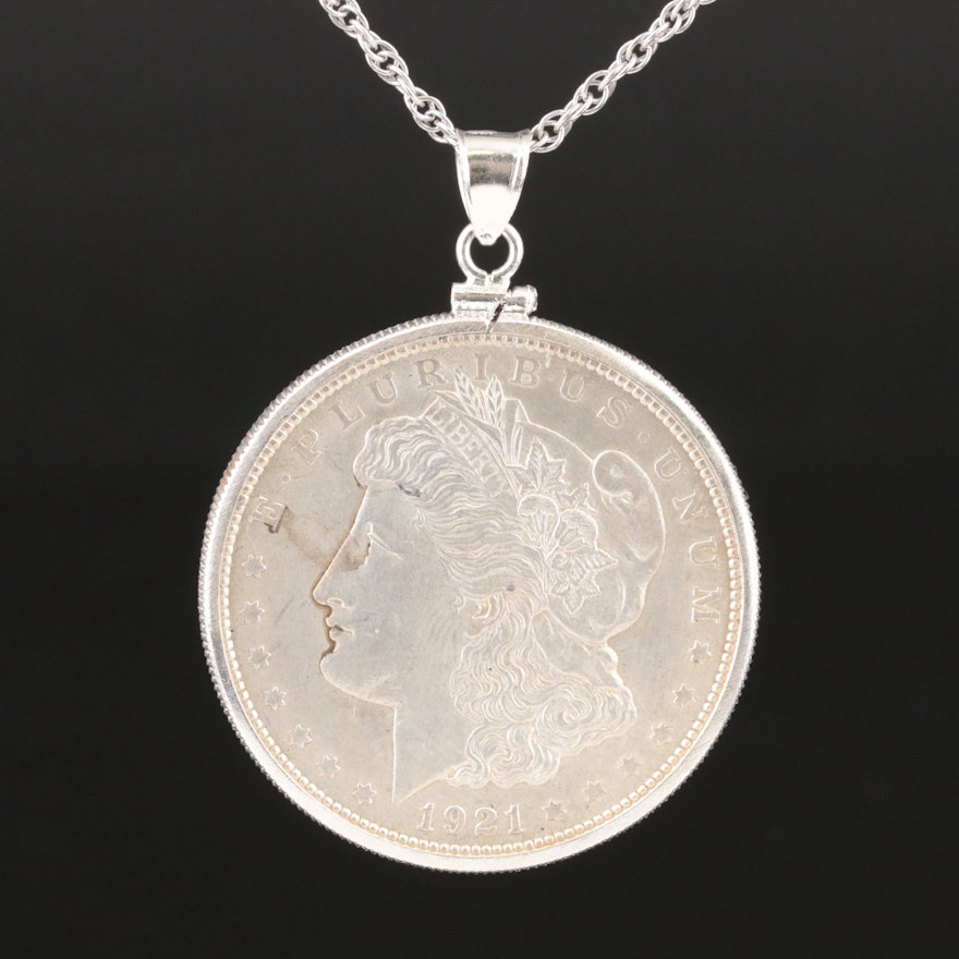 Sterling Necklace with 1921 Morgan Silver Dollar