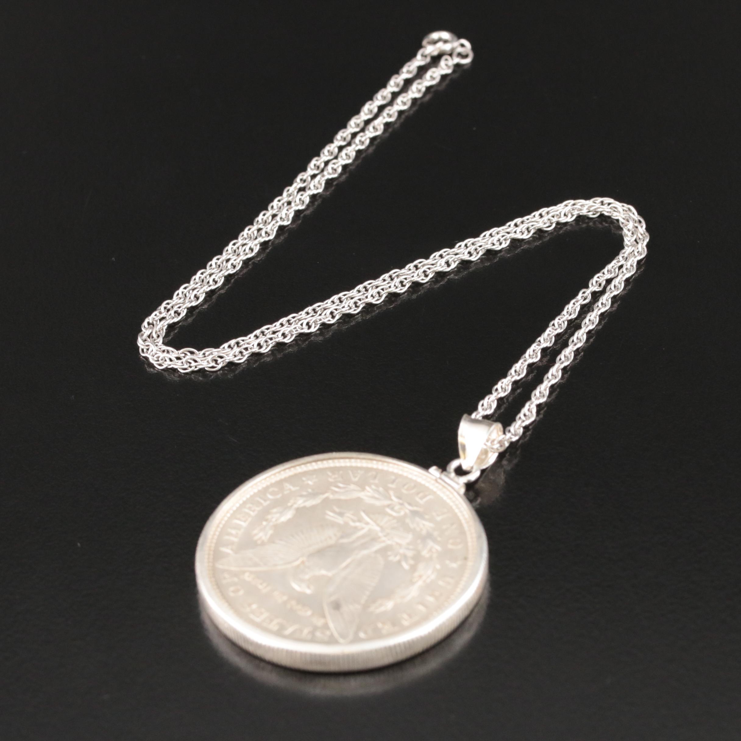 Sterling Necklace with 1921 Morgan Silver Dollar