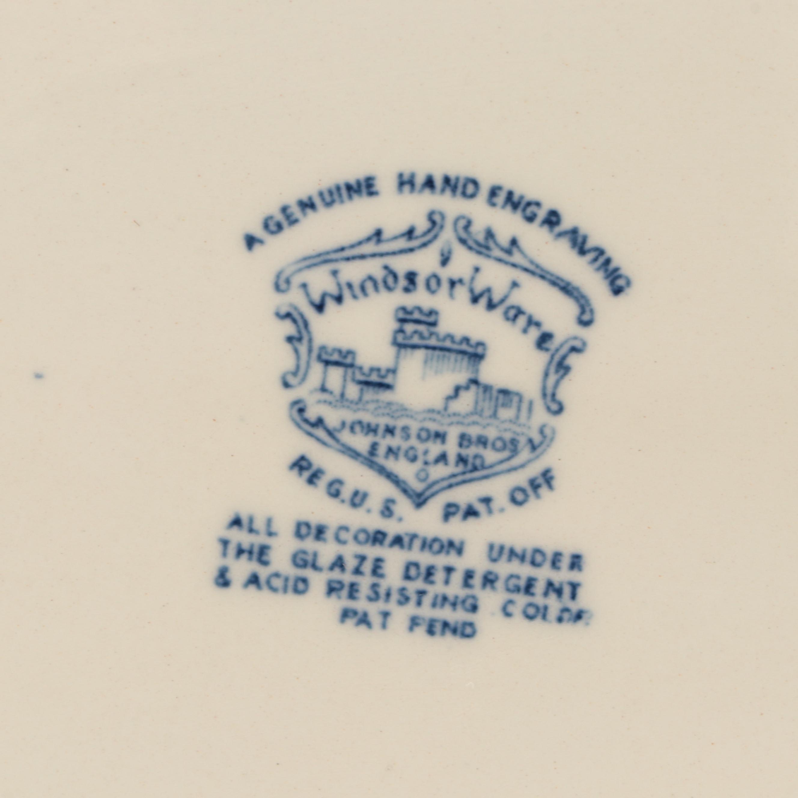 Johnson Bros. "Dover Blue" Oval Platter and Other Blue Willow Plate, Mid-20th C.