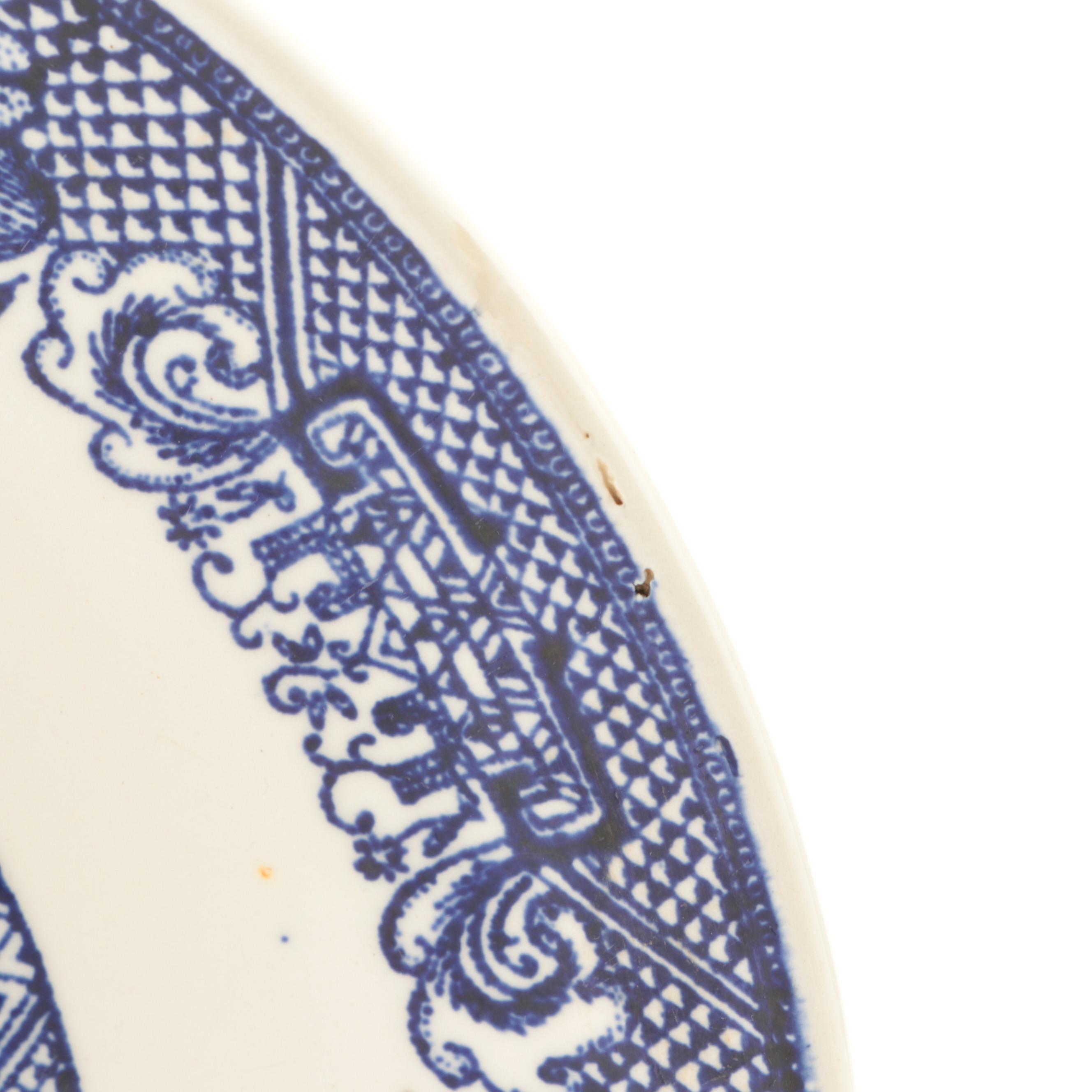 Johnson Bros. "Dover Blue" Oval Platter and Other Blue Willow Plate, Mid-20th C.