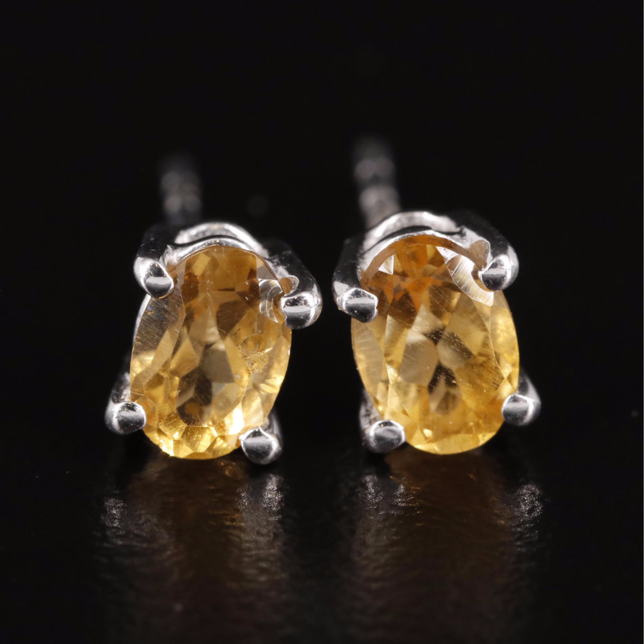 Sterling and Citrine Stud Earrings