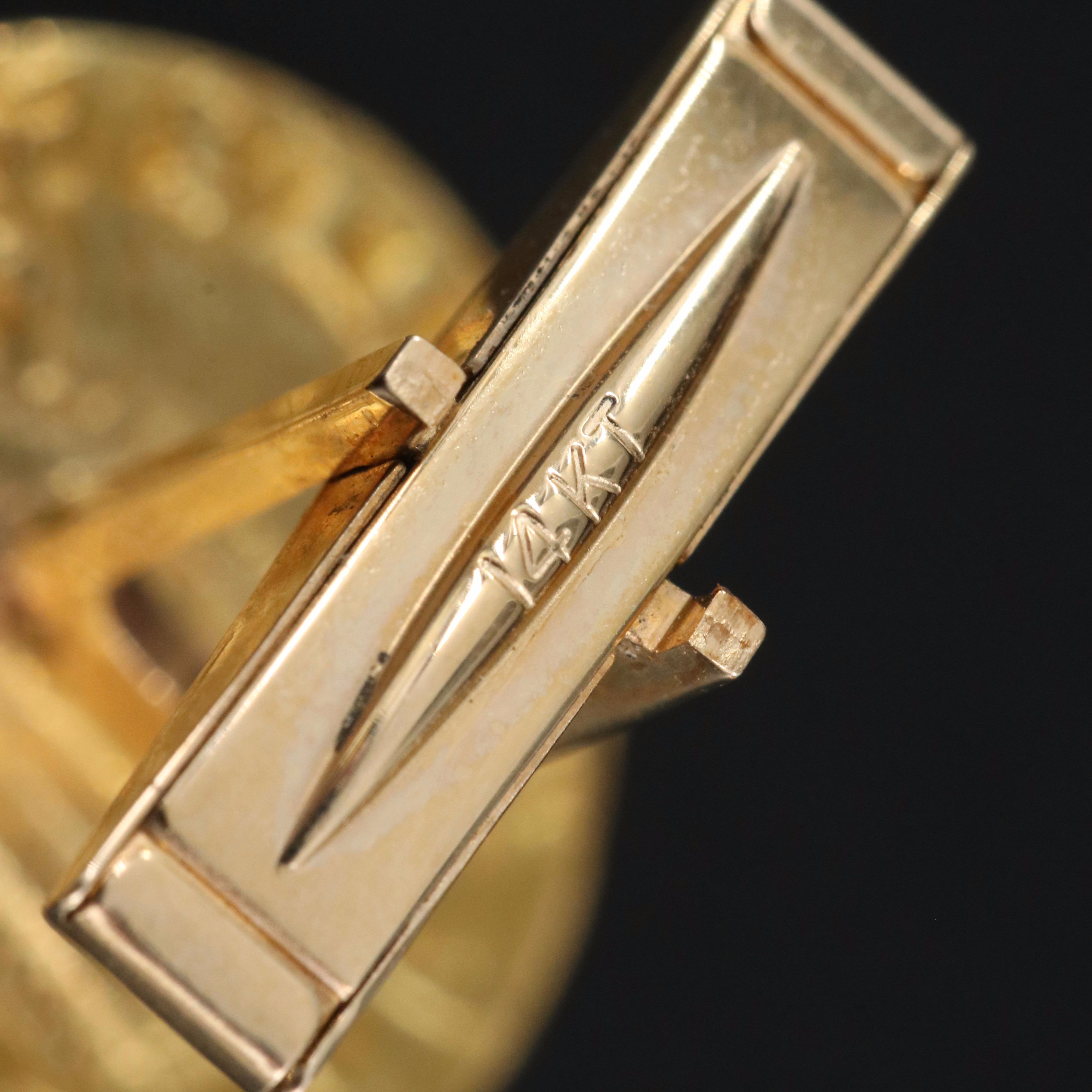 14K Cufflinks with Two Reproduction Gold Italian Coins