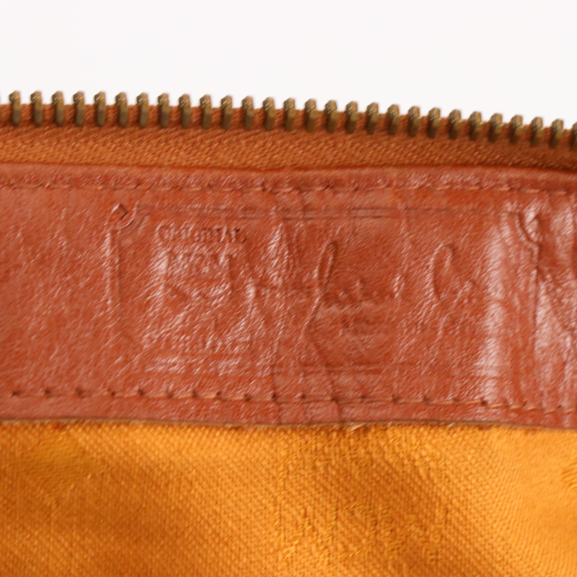 MCM München Boston Satchel Bag in Cognac Visetos Coated Canvas and Leather