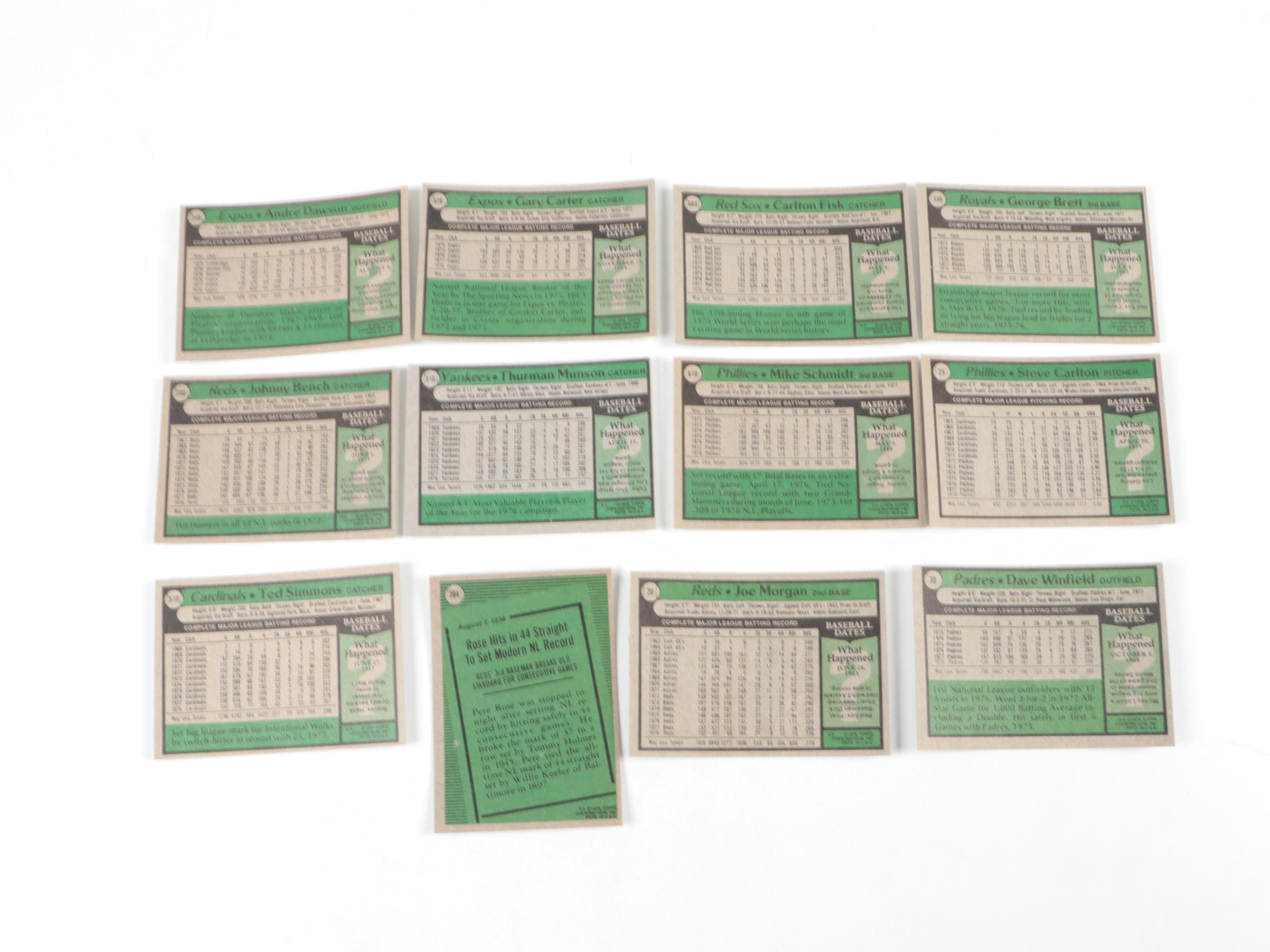 1979 Topps Baseball Cards Partial Set with Dawson, Schmidt, Bench and More HOF