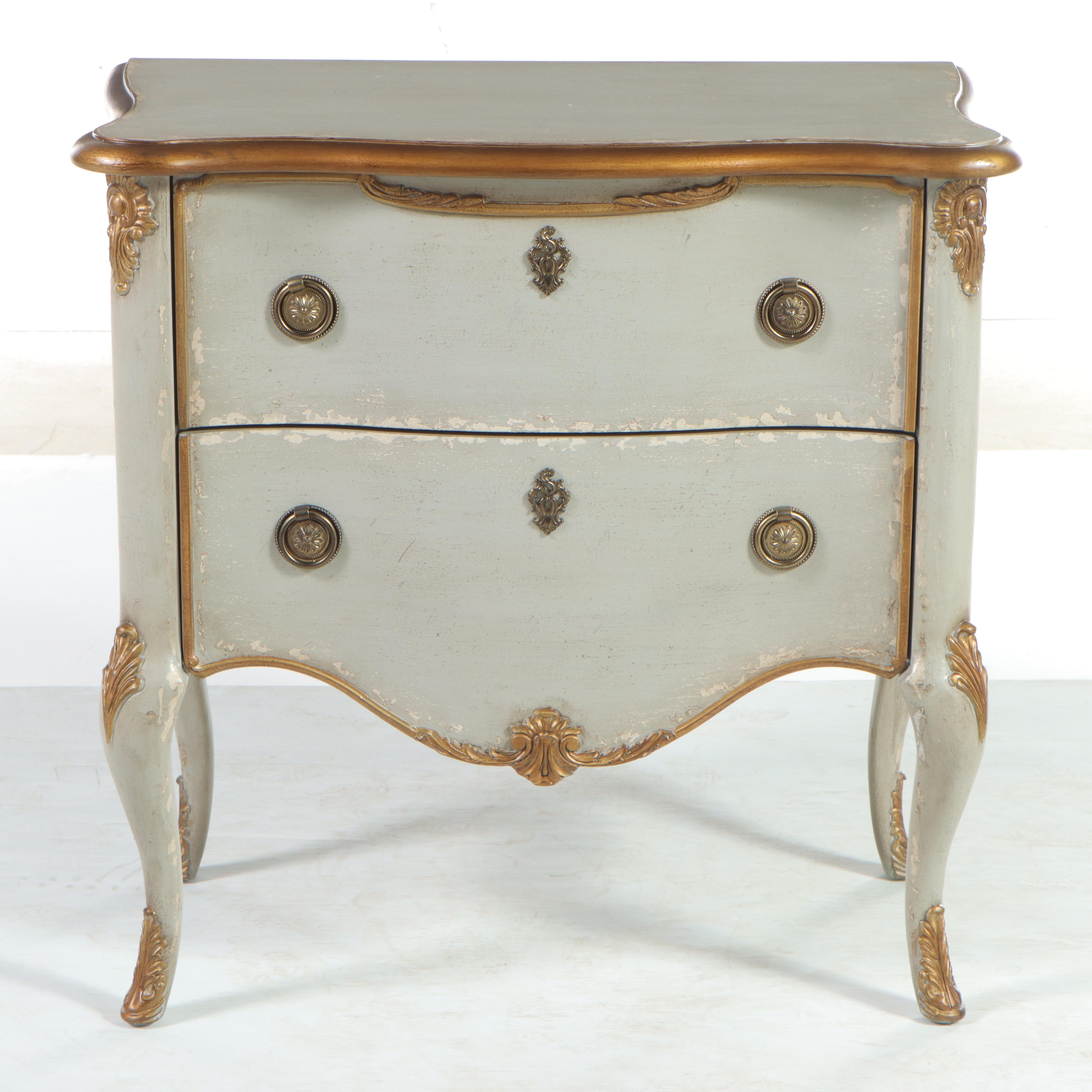 Hooker Furniture Louis XV Style Grey-Painted and Parcel-Gilt Two-Drawer Commode