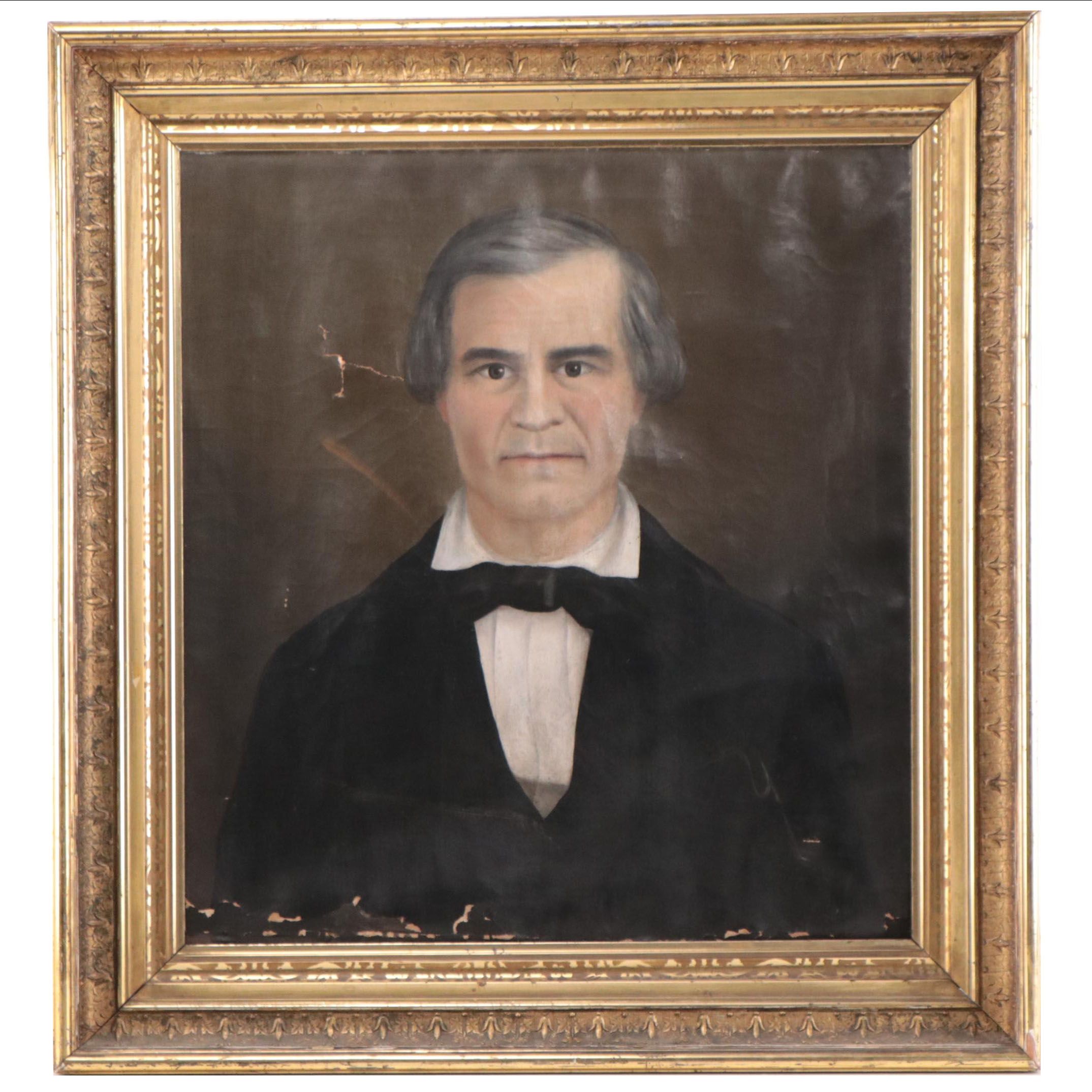 American School Folk Art Portrait of a Gentleman, Mid-Late 19th Century