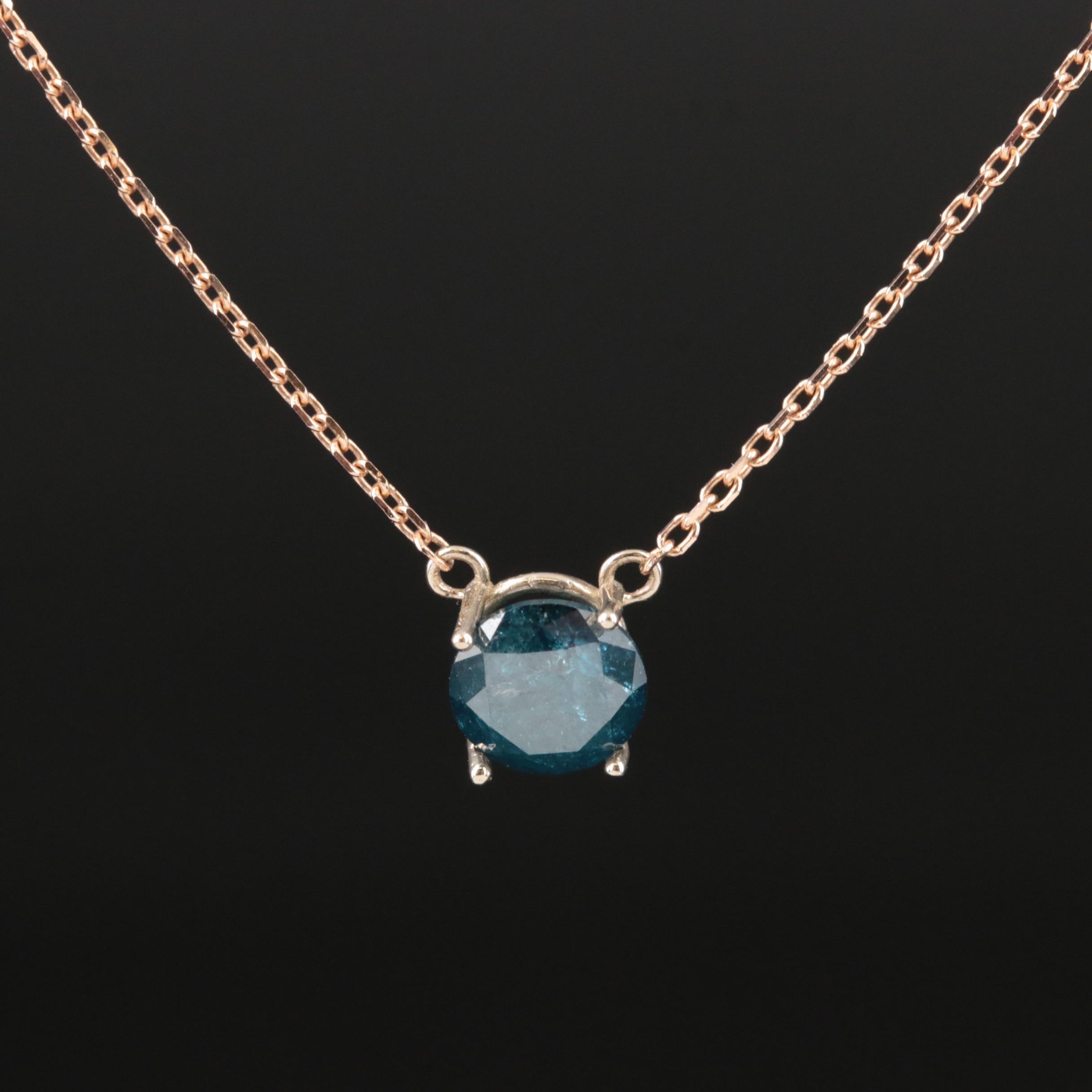 14K 0.90 CT Solitaire Diamond Necklace