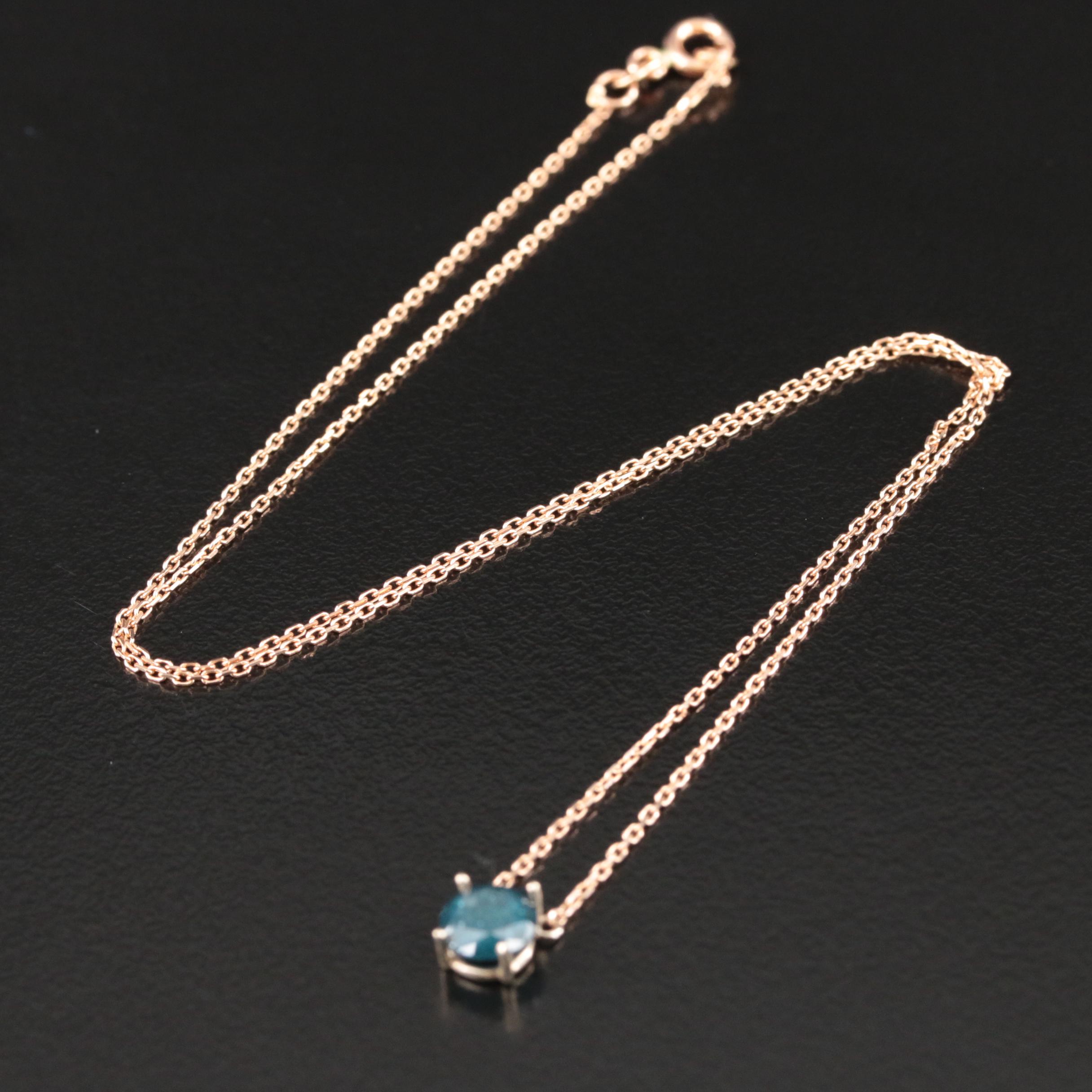 14K 0.90 CT Solitaire Diamond Necklace