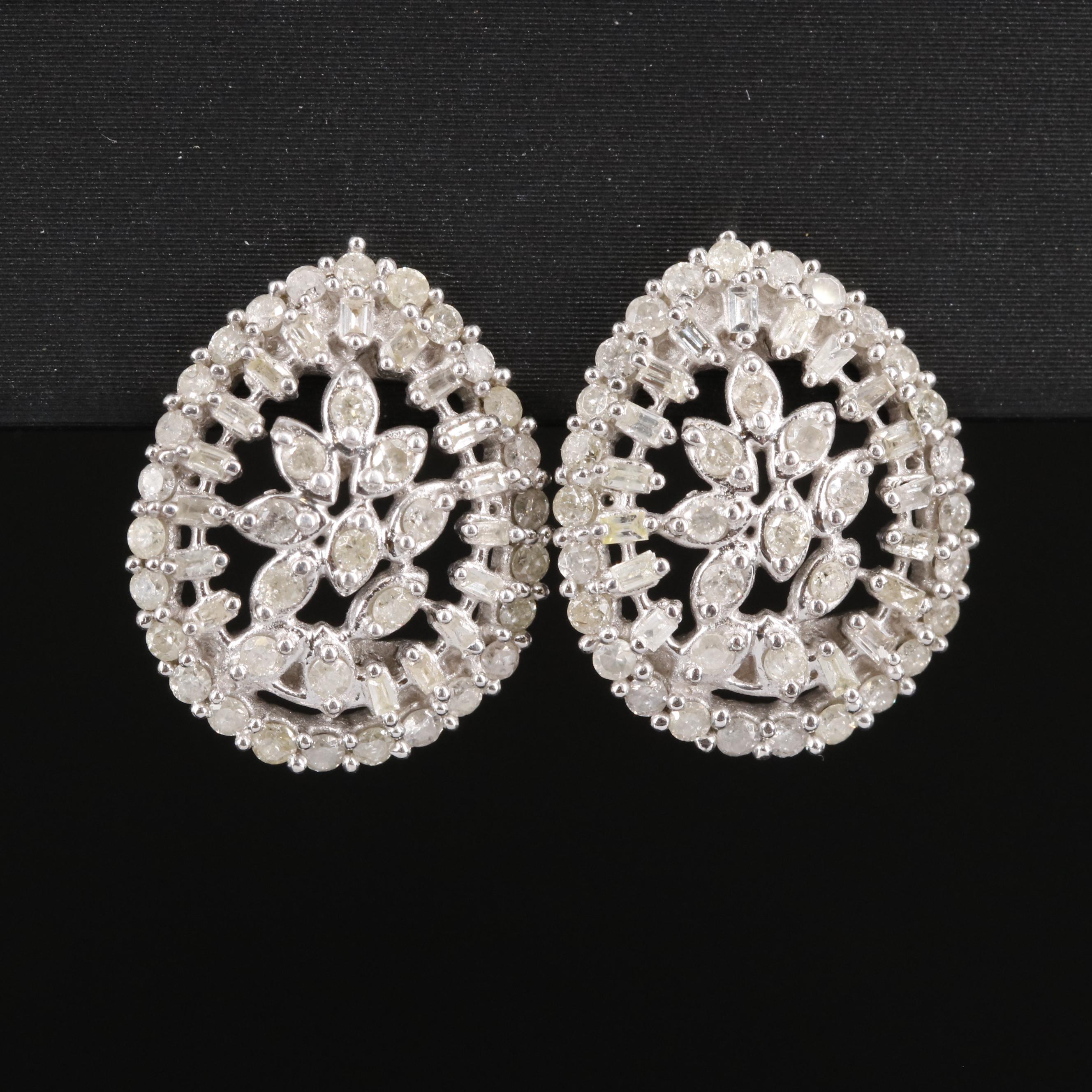 Sterling and Diamond Drop Earrings
