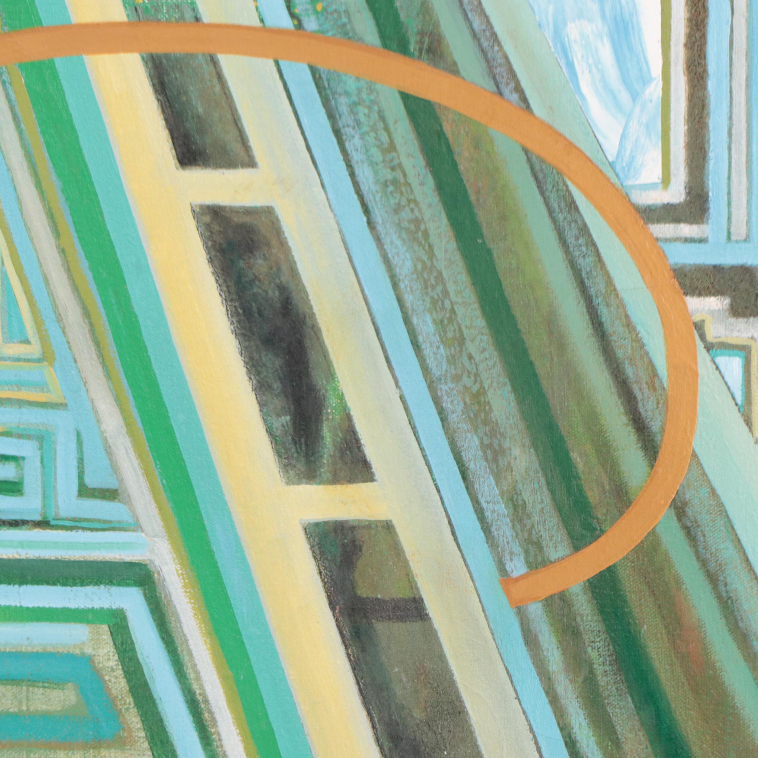 Raphael Angel Collazo Mixed Media Painting "French Garden (Maze)," 1985