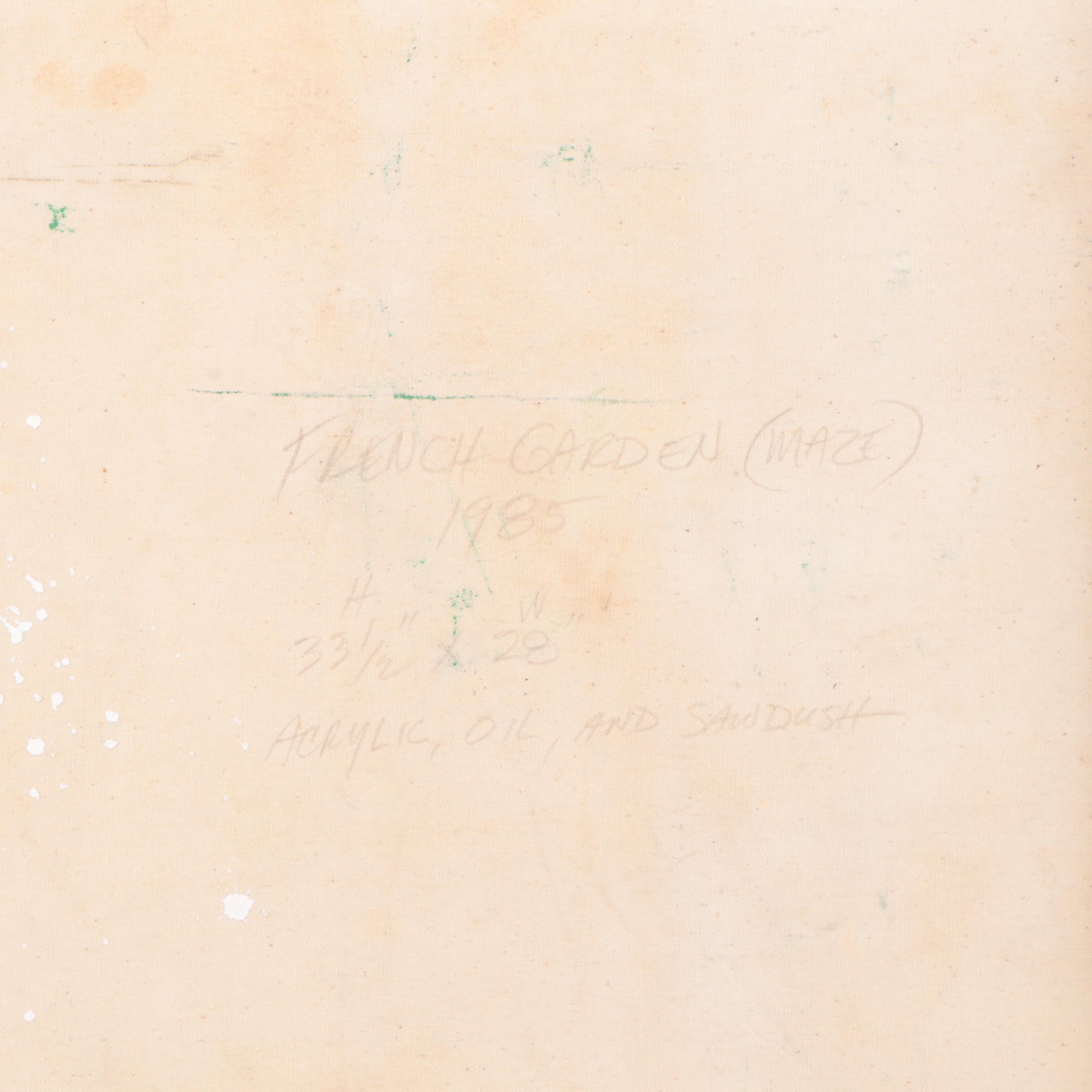 Raphael Angel Collazo Mixed Media Painting "French Garden (Maze)," 1985