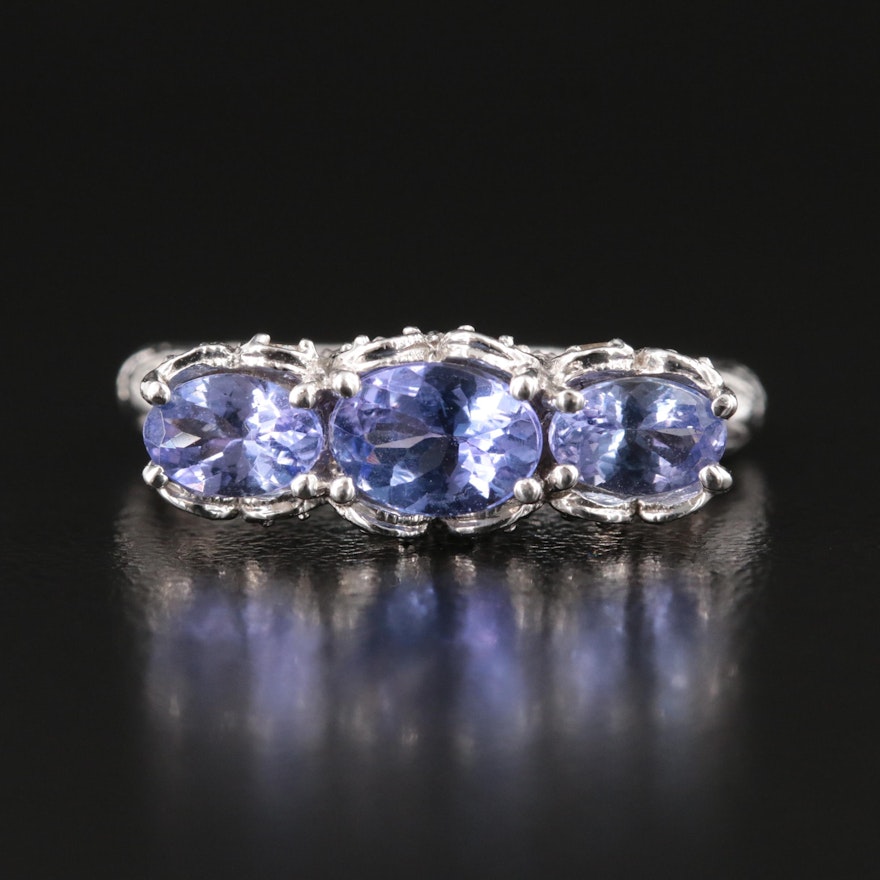 Vintage Style 14K Tanzanite and Sapphire Ring