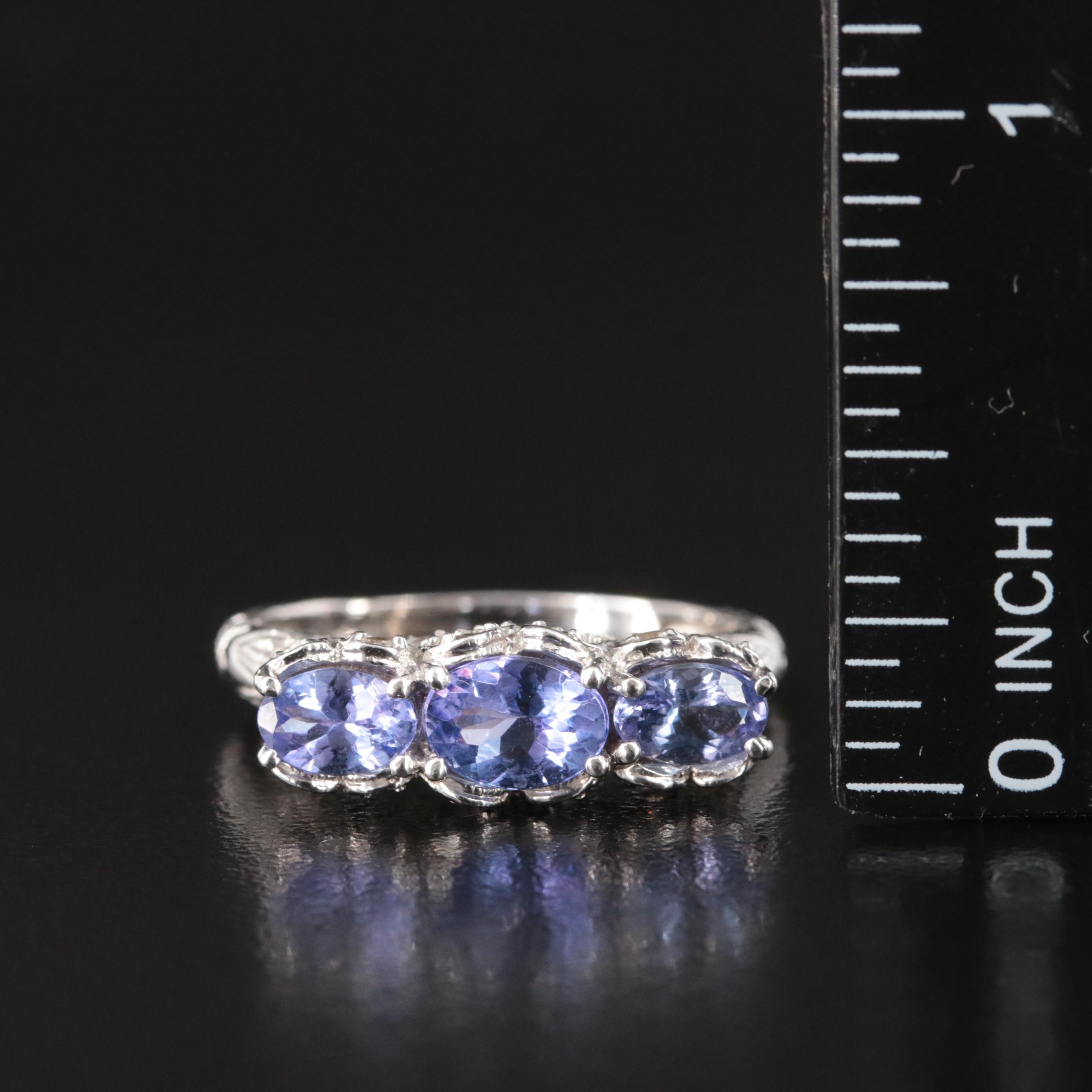 Vintage Style 14K Tanzanite and Sapphire Ring