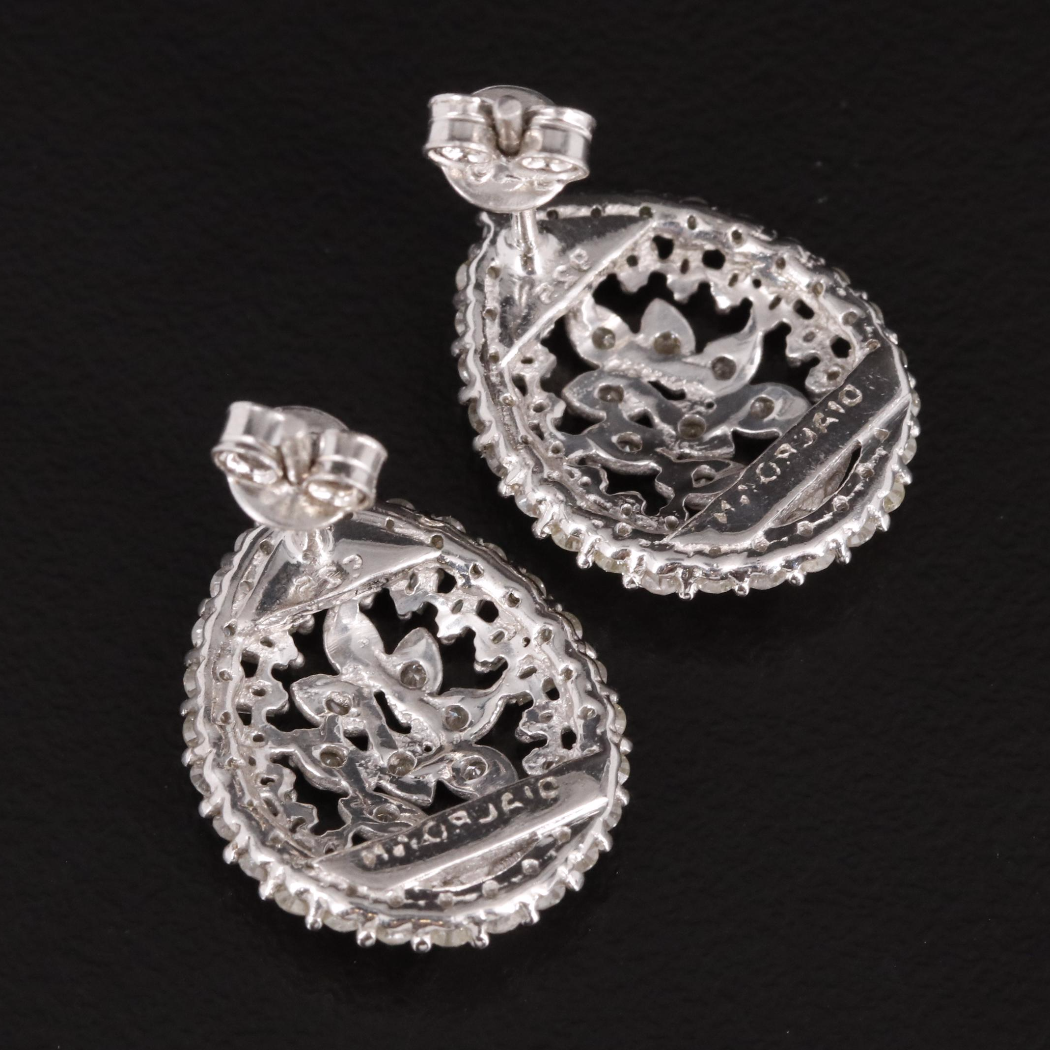 Sterling and Diamond Drop Earrings
