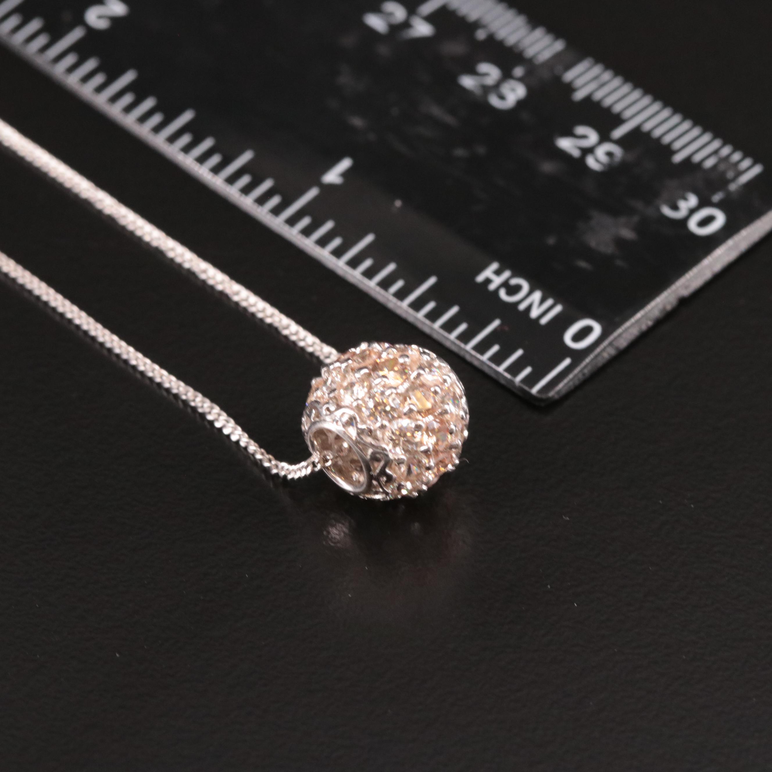 Sterling Cubic Zirconia Single Bead Necklace