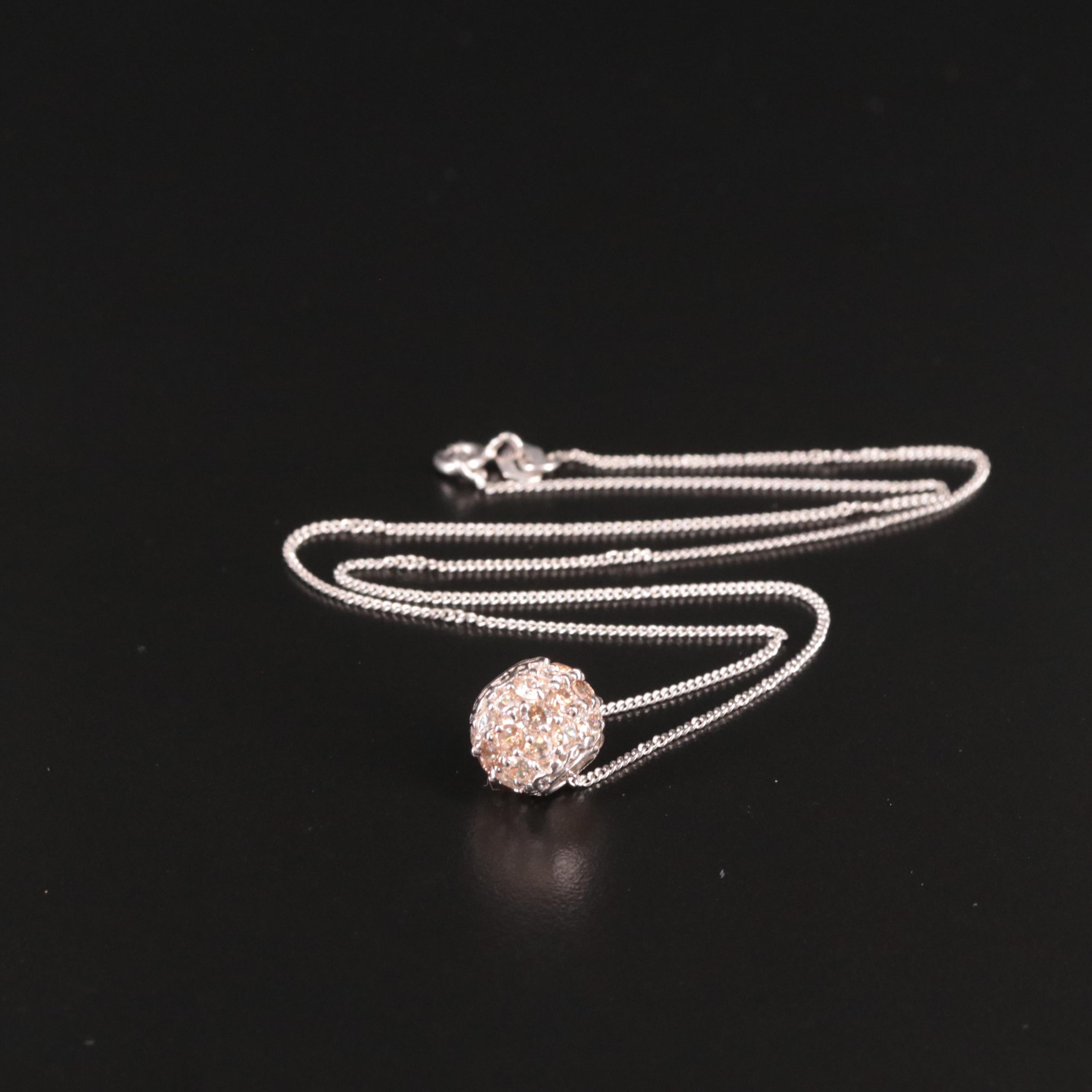 Sterling Cubic Zirconia Single Bead Necklace