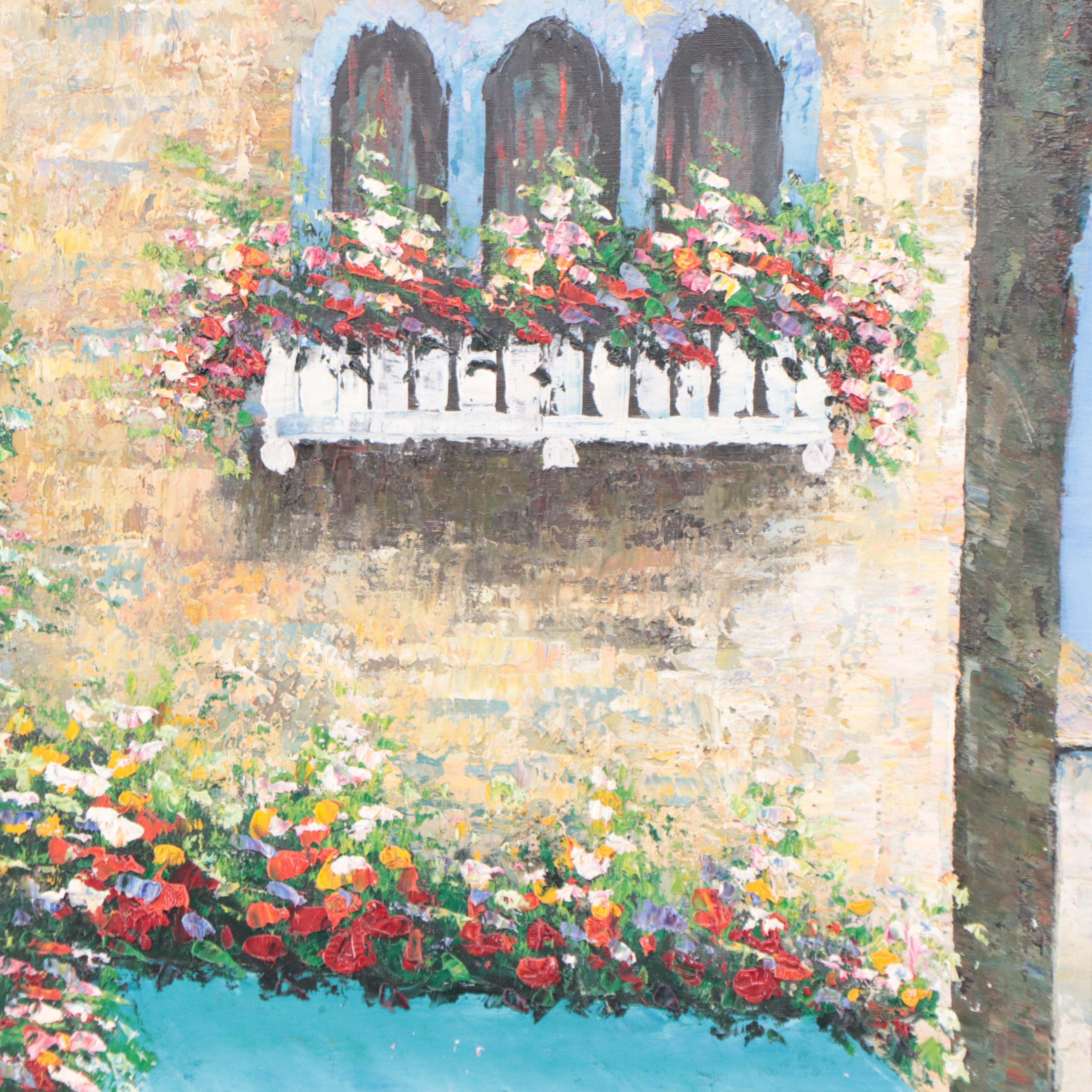 Marie Charlot Impressionist Style Oil Painting of Venetian Canal Scene