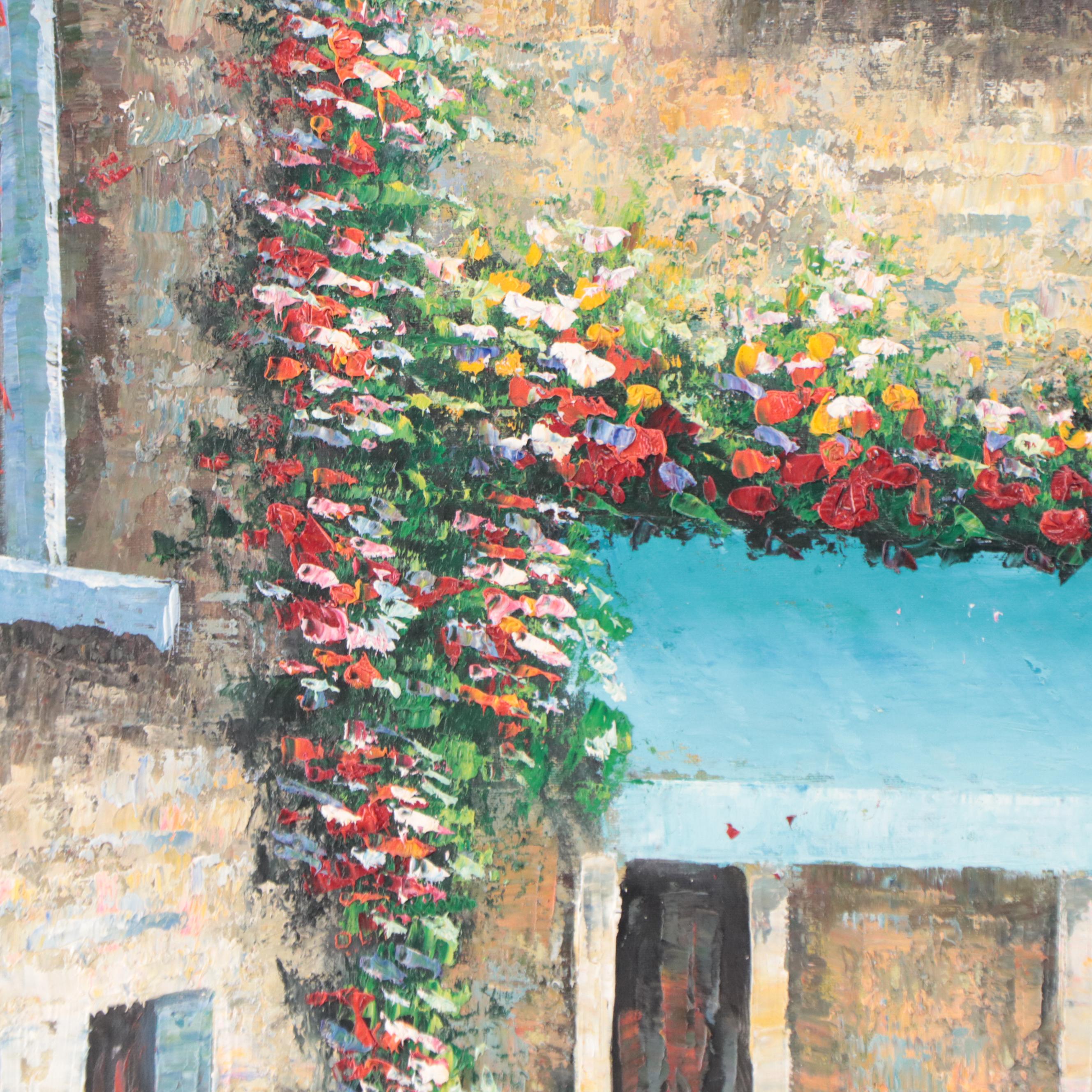 Marie Charlot Impressionist Style Oil Painting of Venetian Canal Scene