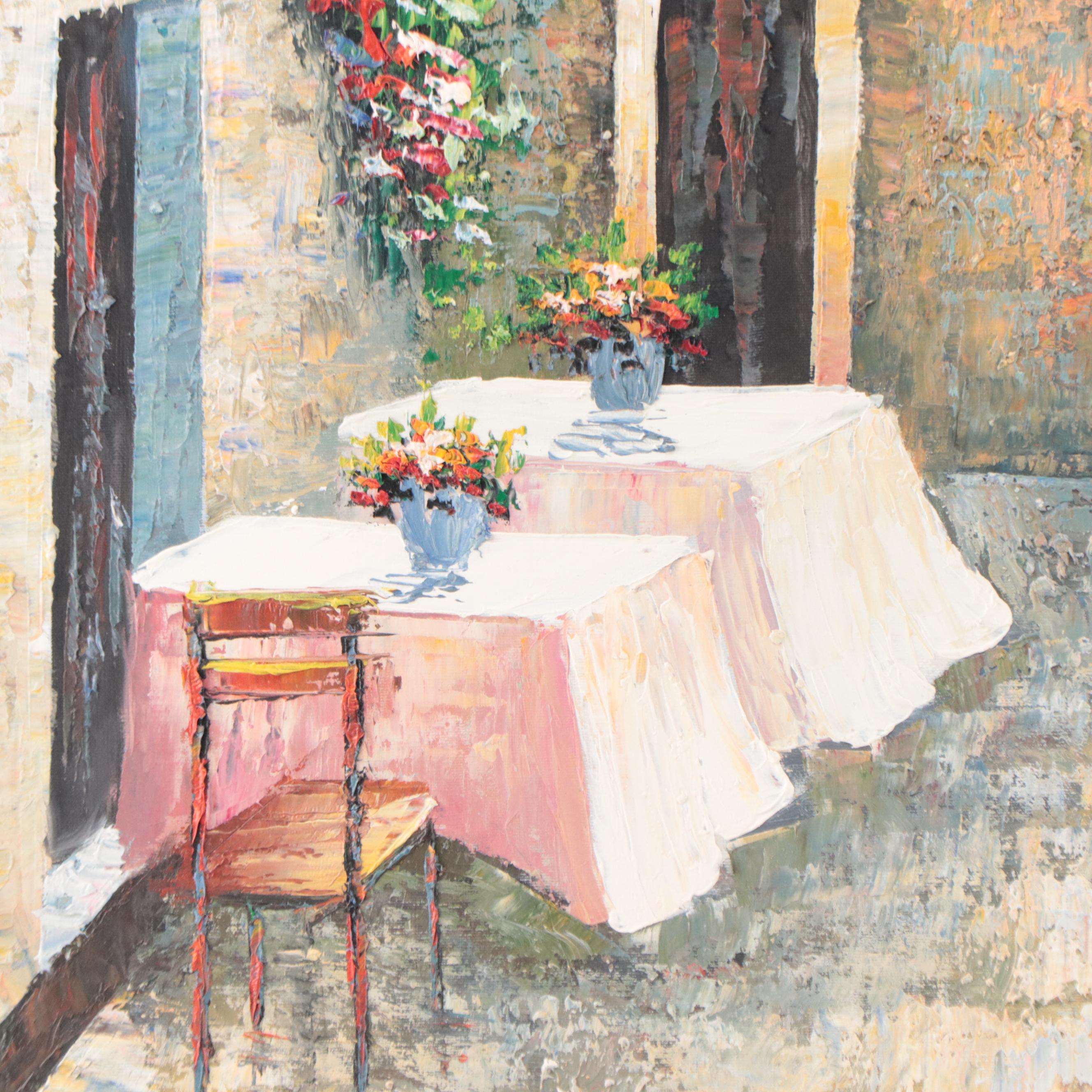 Marie Charlot Impressionist Style Oil Painting of Venetian Canal Scene