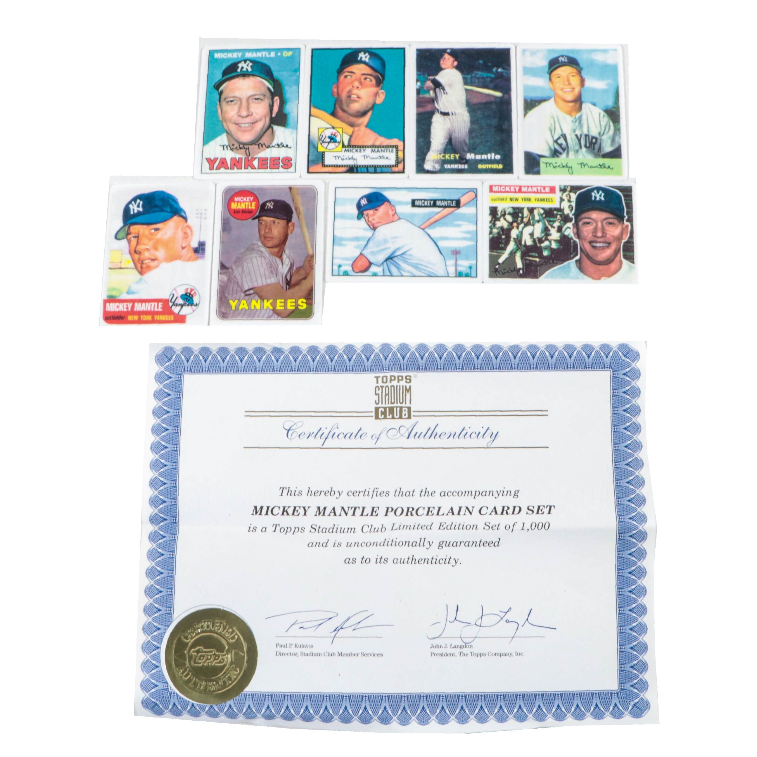 1996 Topps Porcelain Mickey Mantle Commemorative Baseball Cards Set