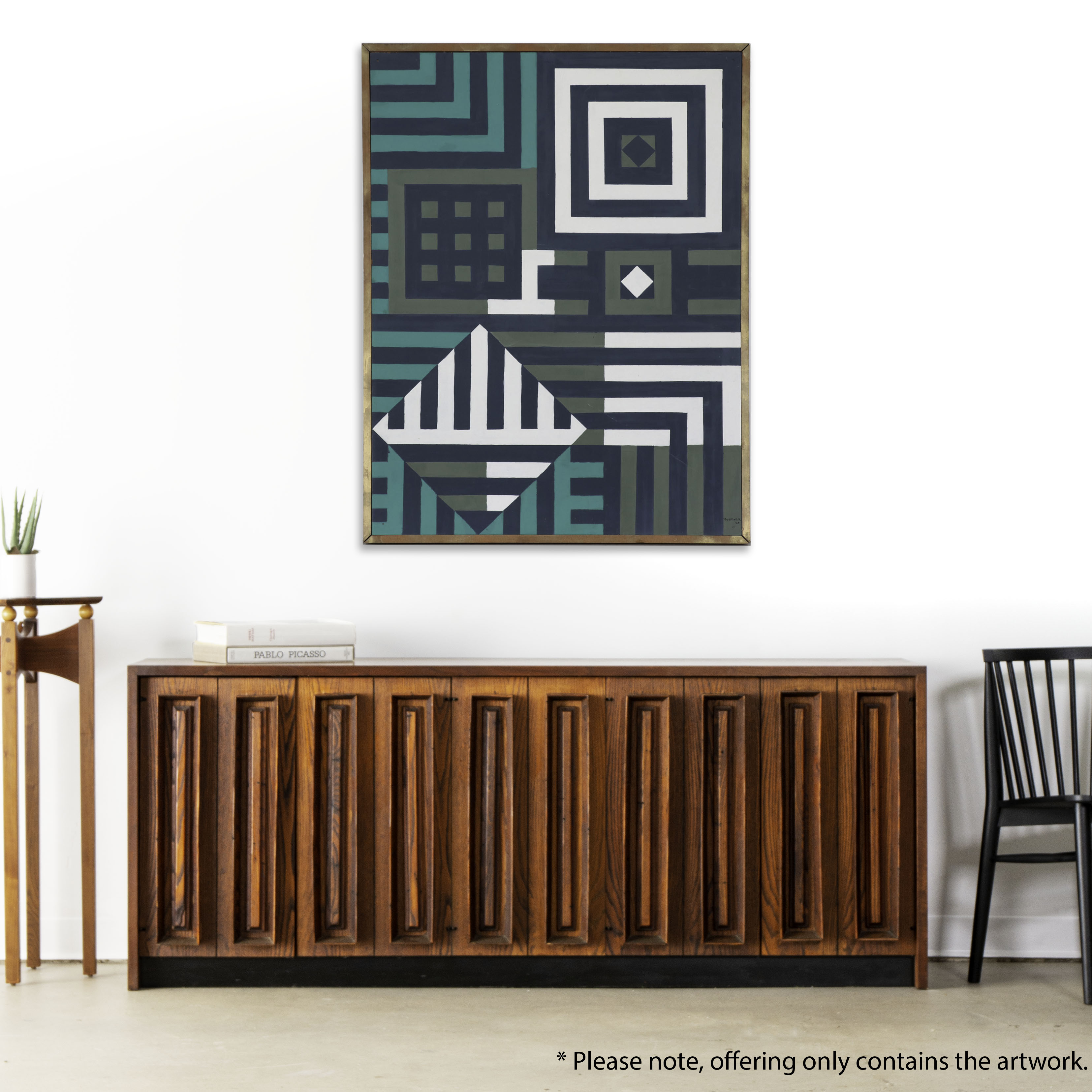 Geometric Op Art Acrylic Painting, 1960