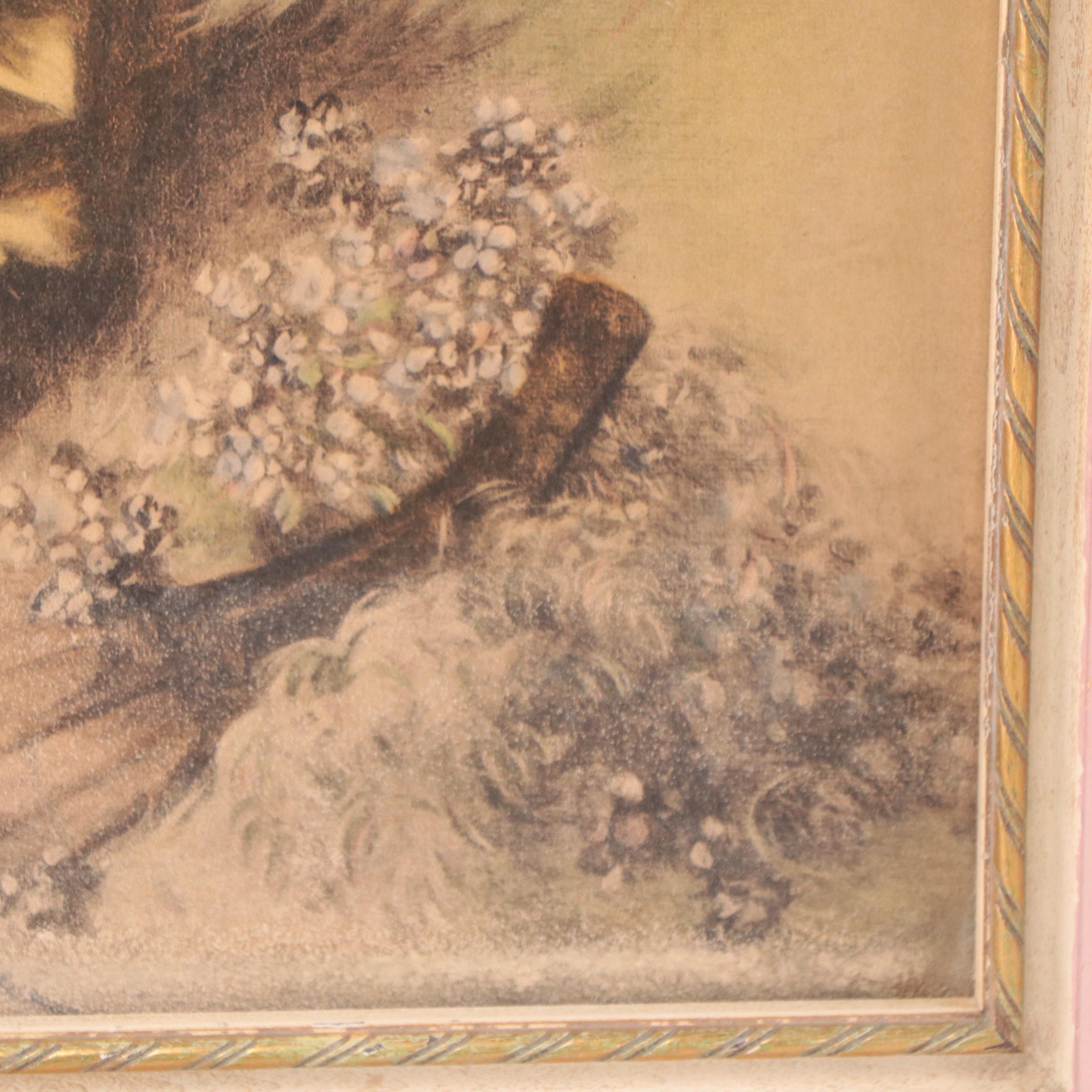 Hand-Colored Rotogravure After Jean-Honoré Fragonard "The Wreath," Circa 1940