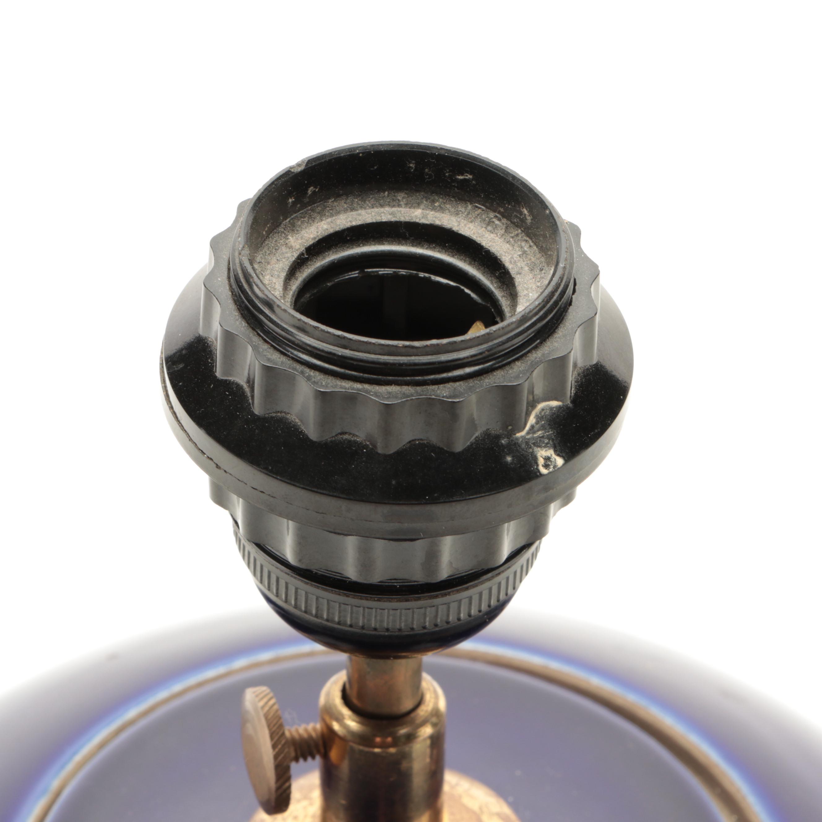 Cobalt Blue Porcelain Melon Jar Table Lamp, Mid to Late 20th Century