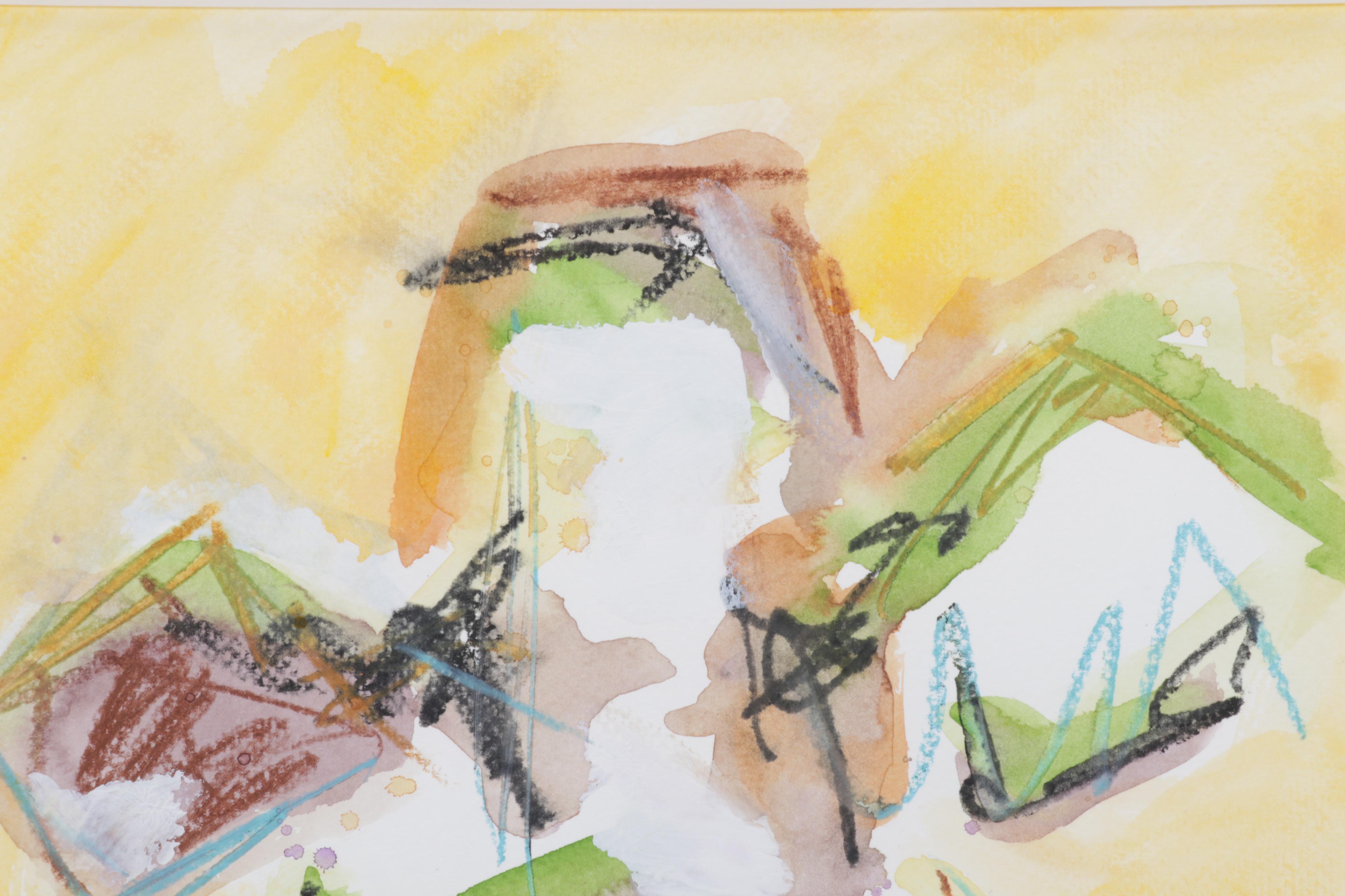 R. Kay Piar Folk Art Watercolor and Gouache Painting "Cow," 21st Century