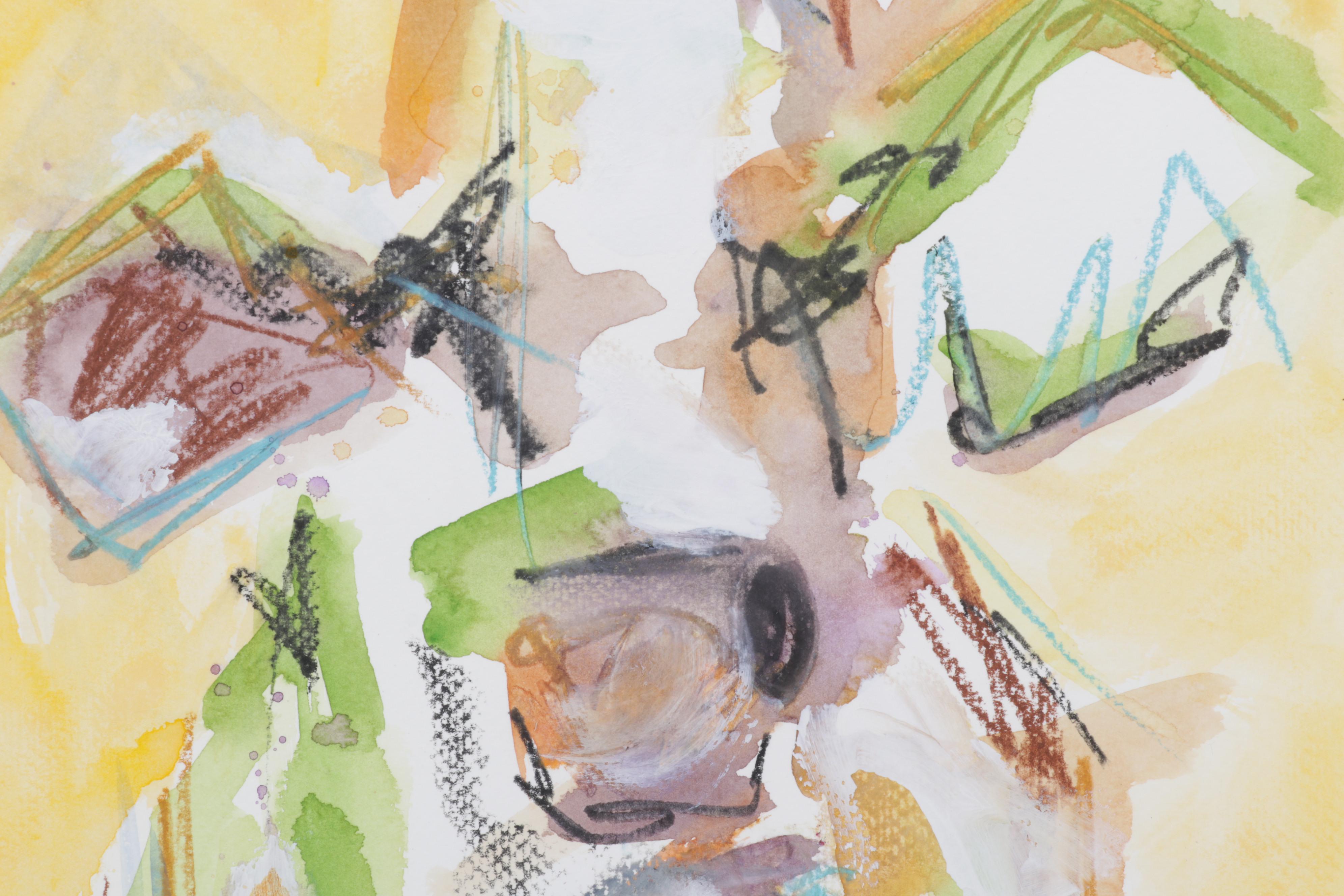 R. Kay Piar Folk Art Watercolor and Gouache Painting "Cow," 21st Century