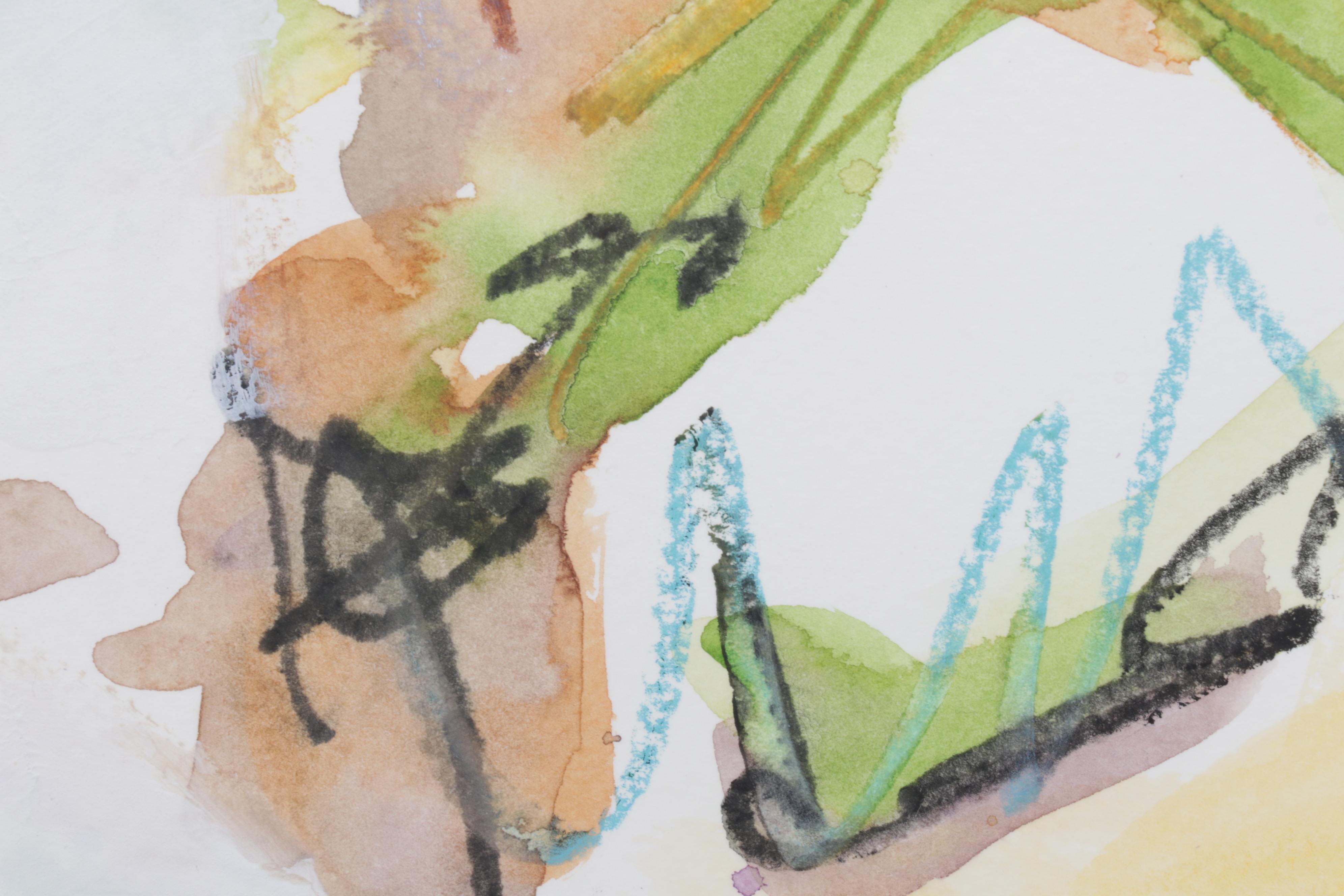 R. Kay Piar Folk Art Watercolor and Gouache Painting "Cow," 21st Century