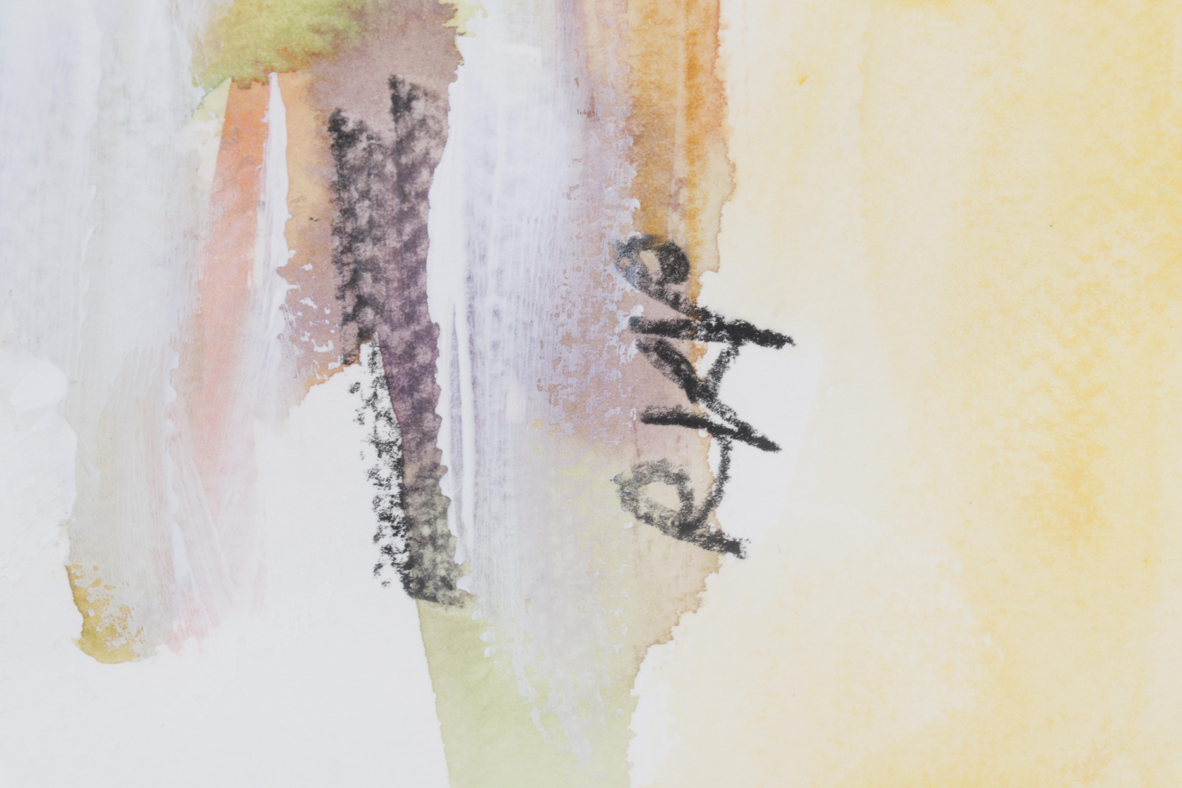 R. Kay Piar Folk Art Watercolor and Gouache Painting "Cow," 21st Century