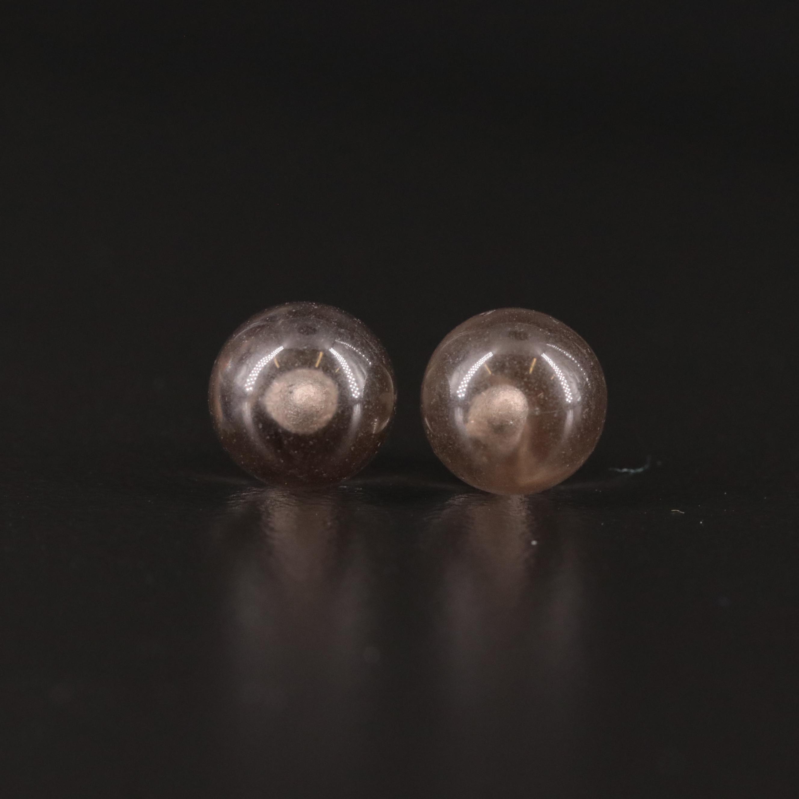 Sterling Smoky Quartz Ball Stud Earrings