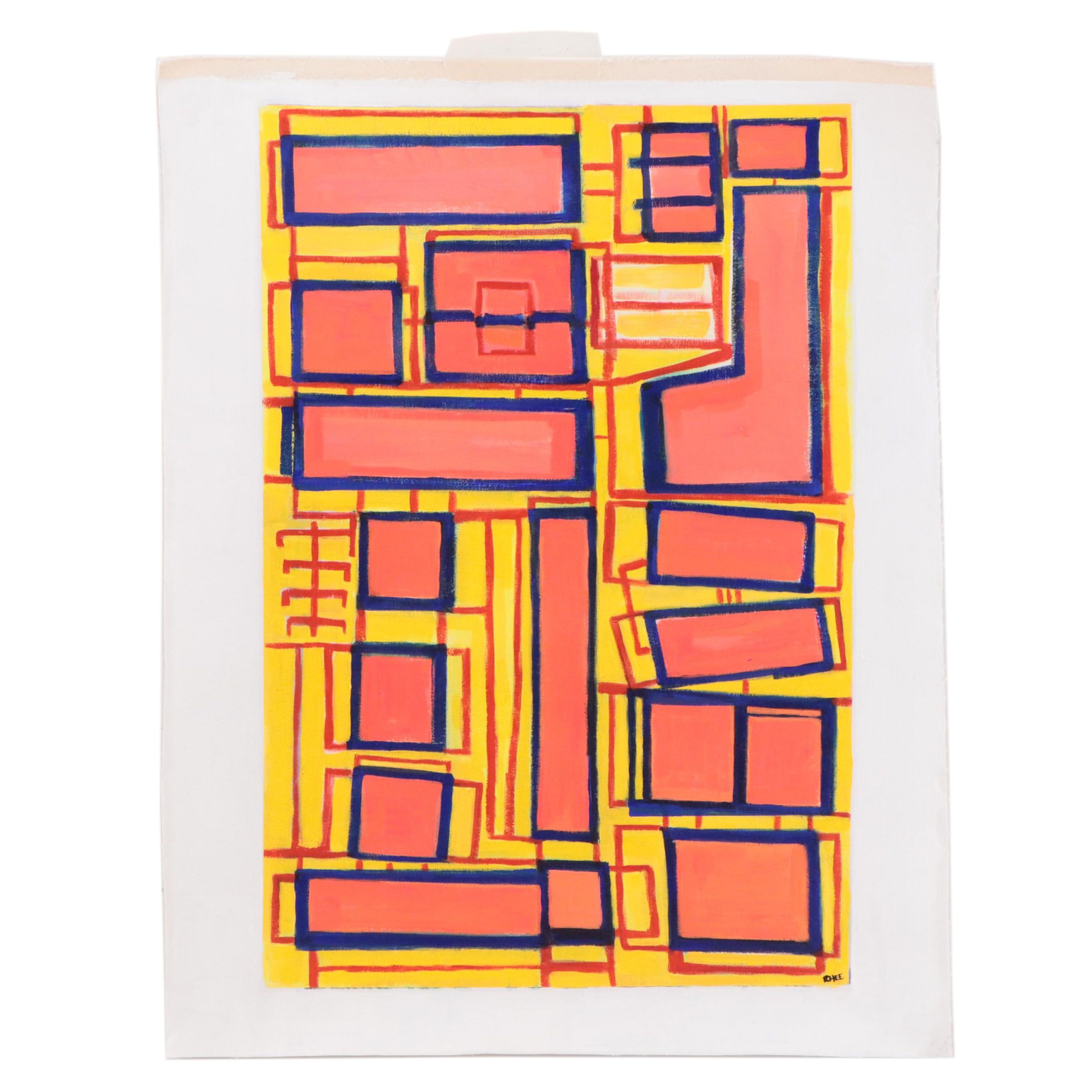 Rhee Lightner Abstract Geometric Acrylic Painting, 2023