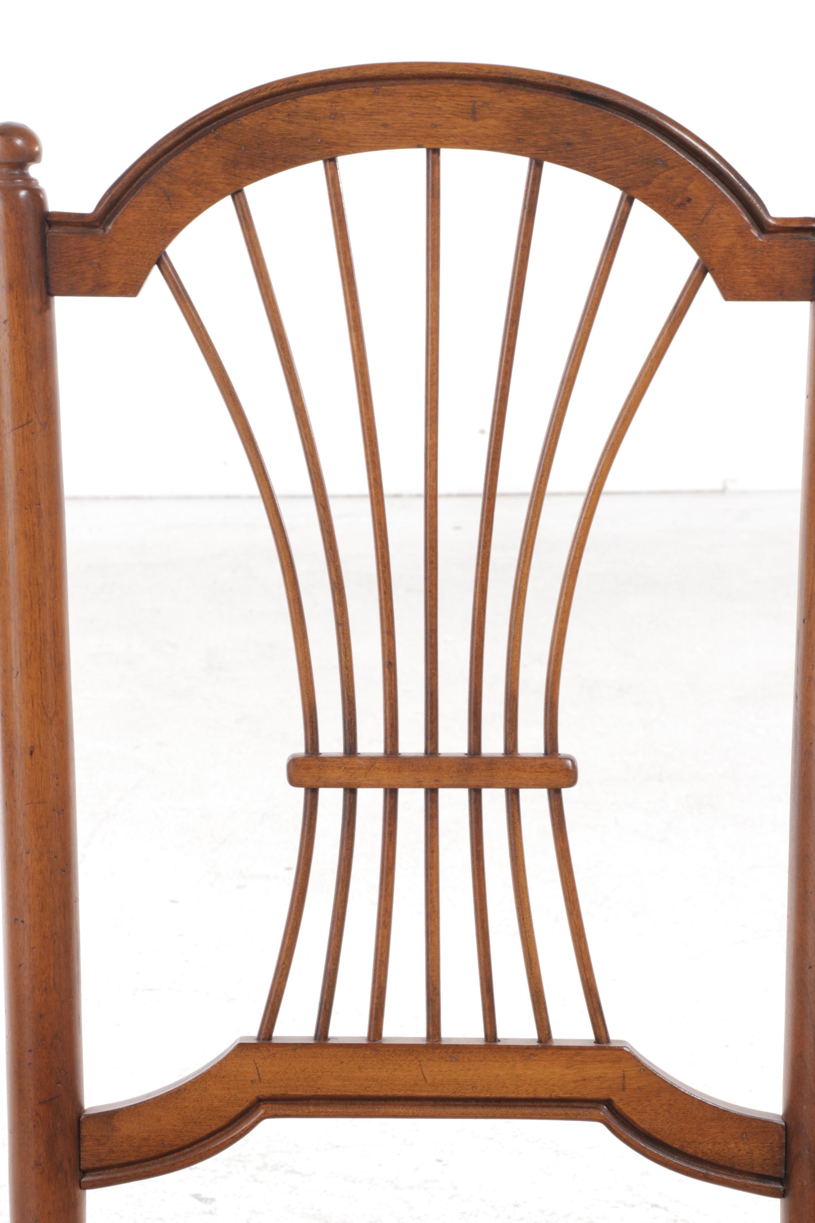 Eight Ethan Allen "Country French Collection" Wheat-Back Rush Seat Dining Chairs