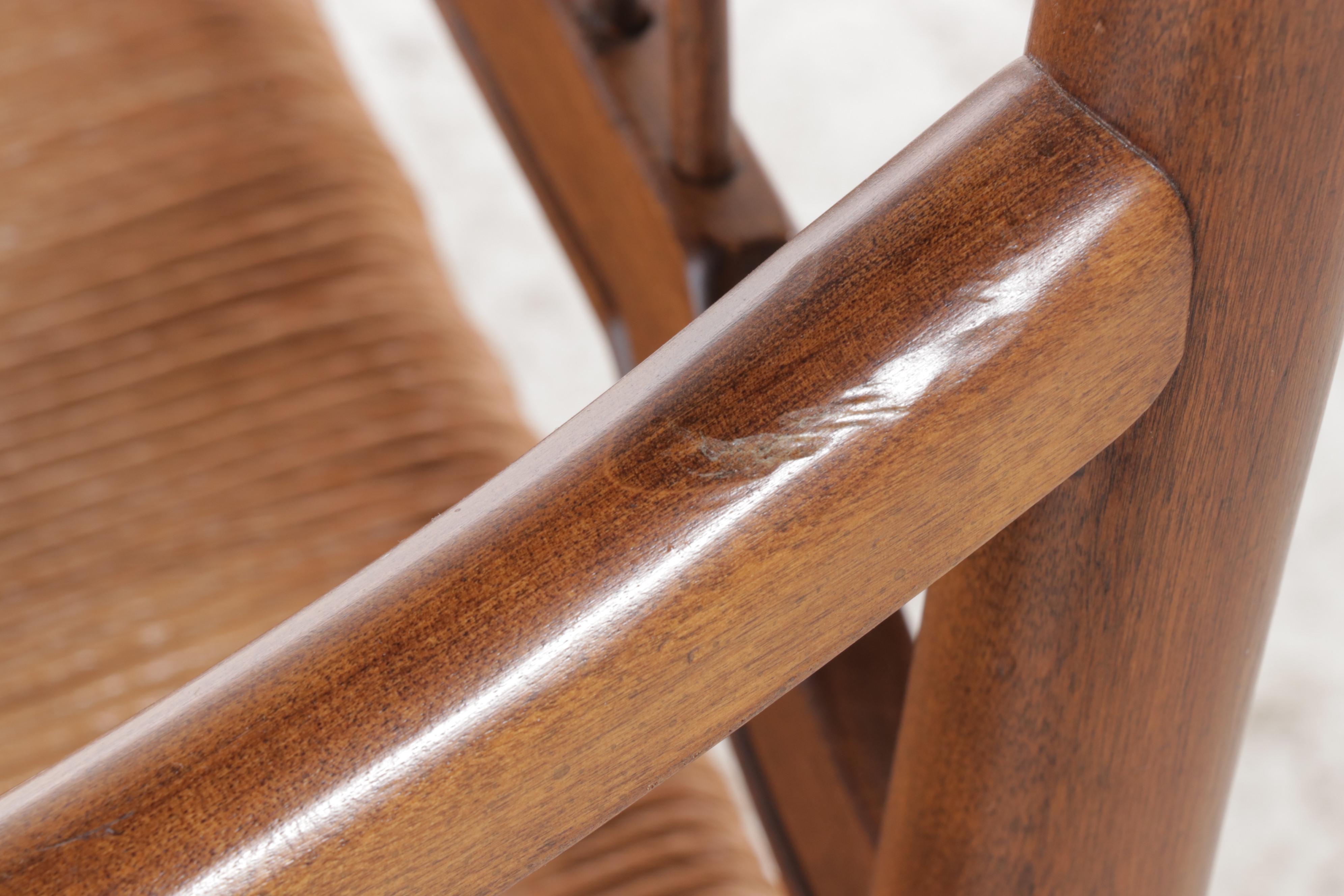 Eight Ethan Allen "Country French Collection" Wheat-Back Rush Seat Dining Chairs