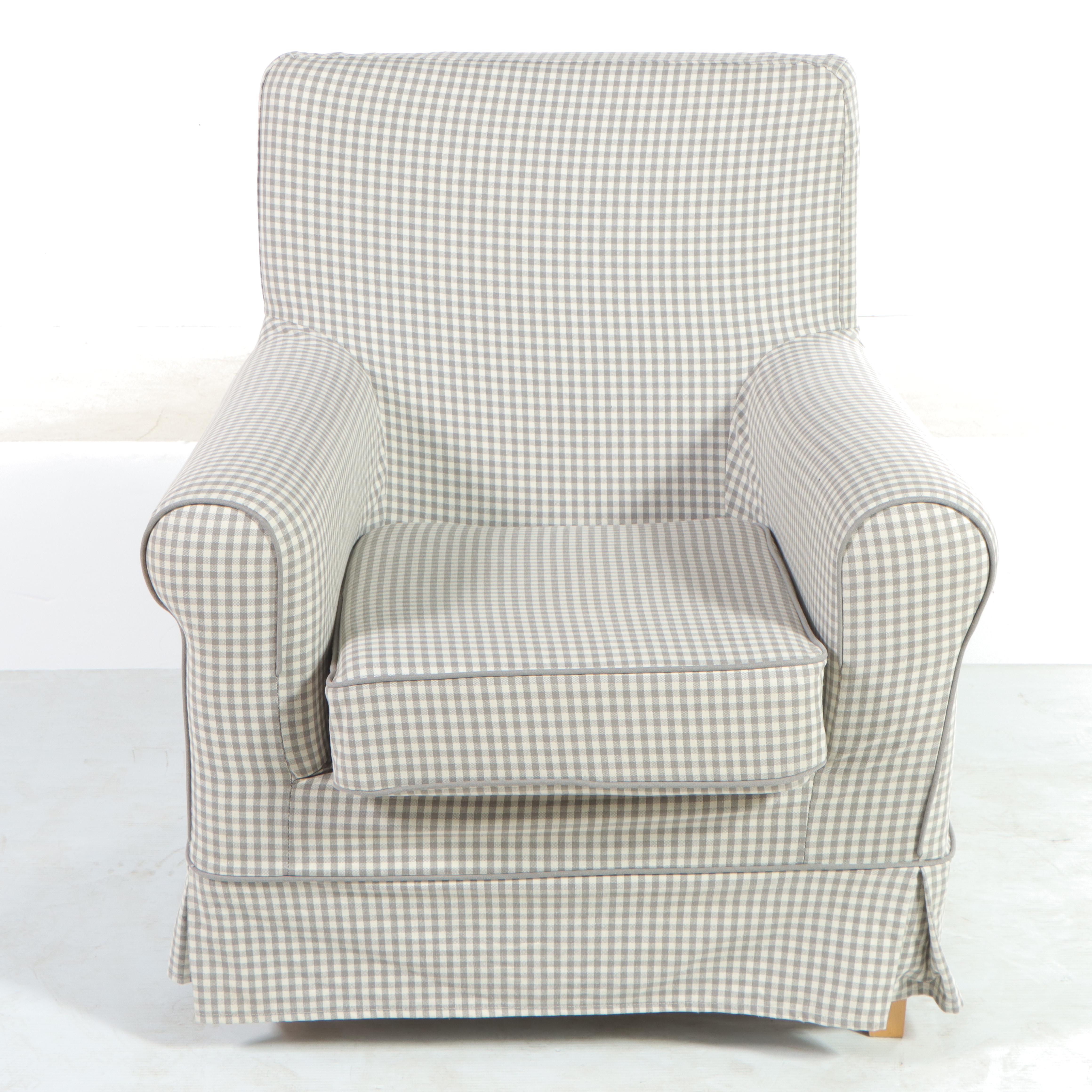 IKEA "Ektorp Jennylund" Plaid Slip-Covered Armchair