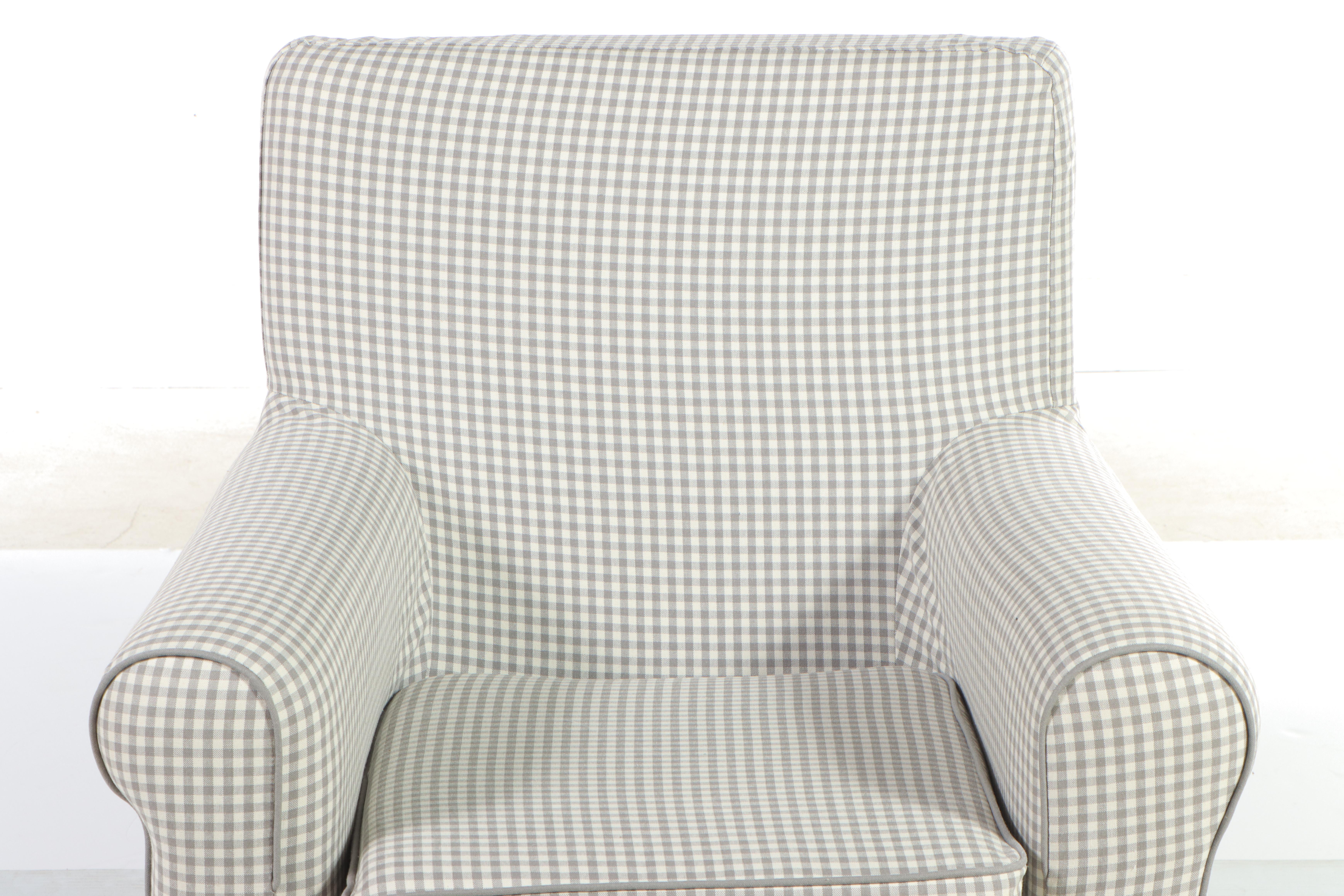 IKEA "Ektorp Jennylund" Plaid Slip-Covered Armchair