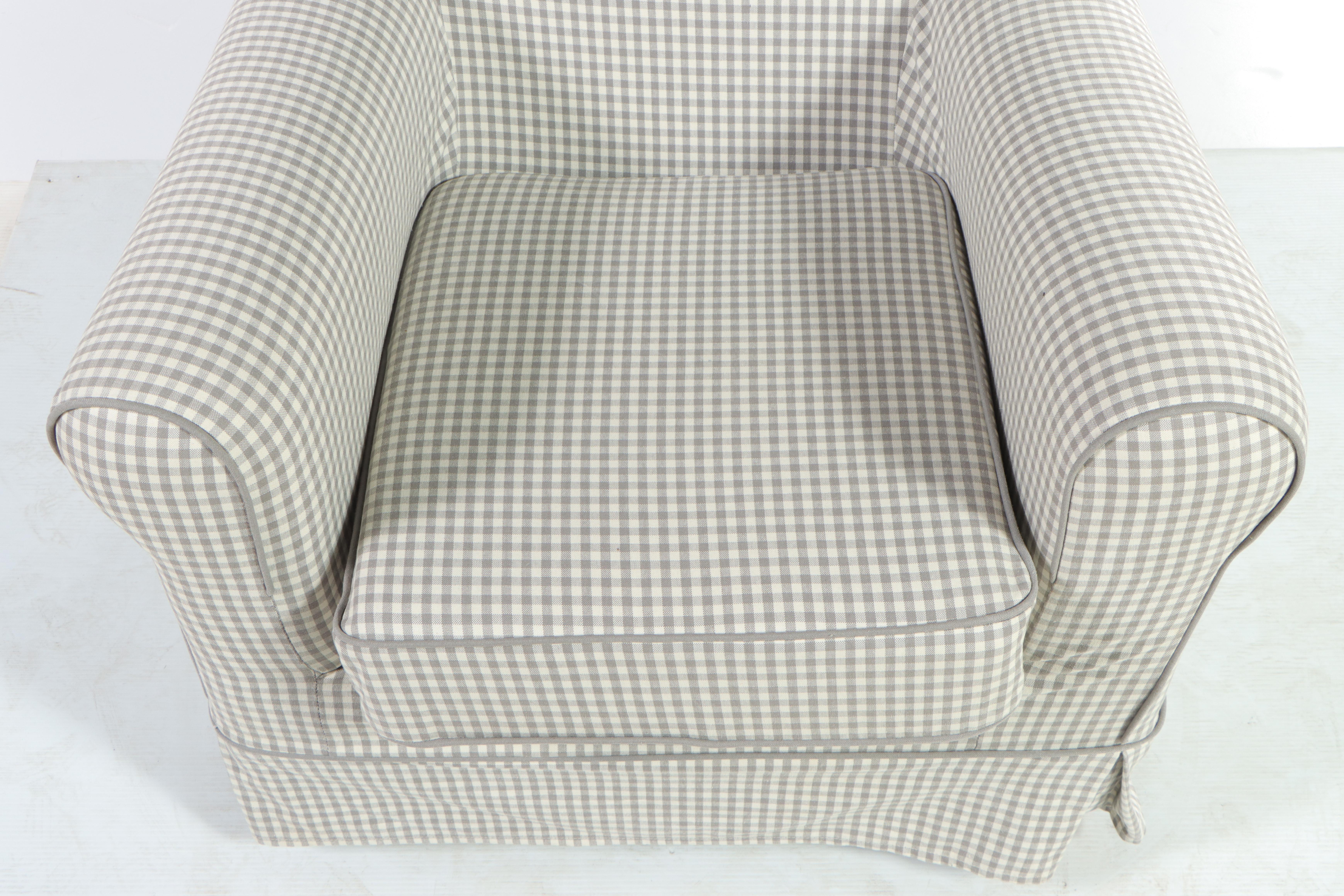 IKEA "Ektorp Jennylund" Plaid Slip-Covered Armchair