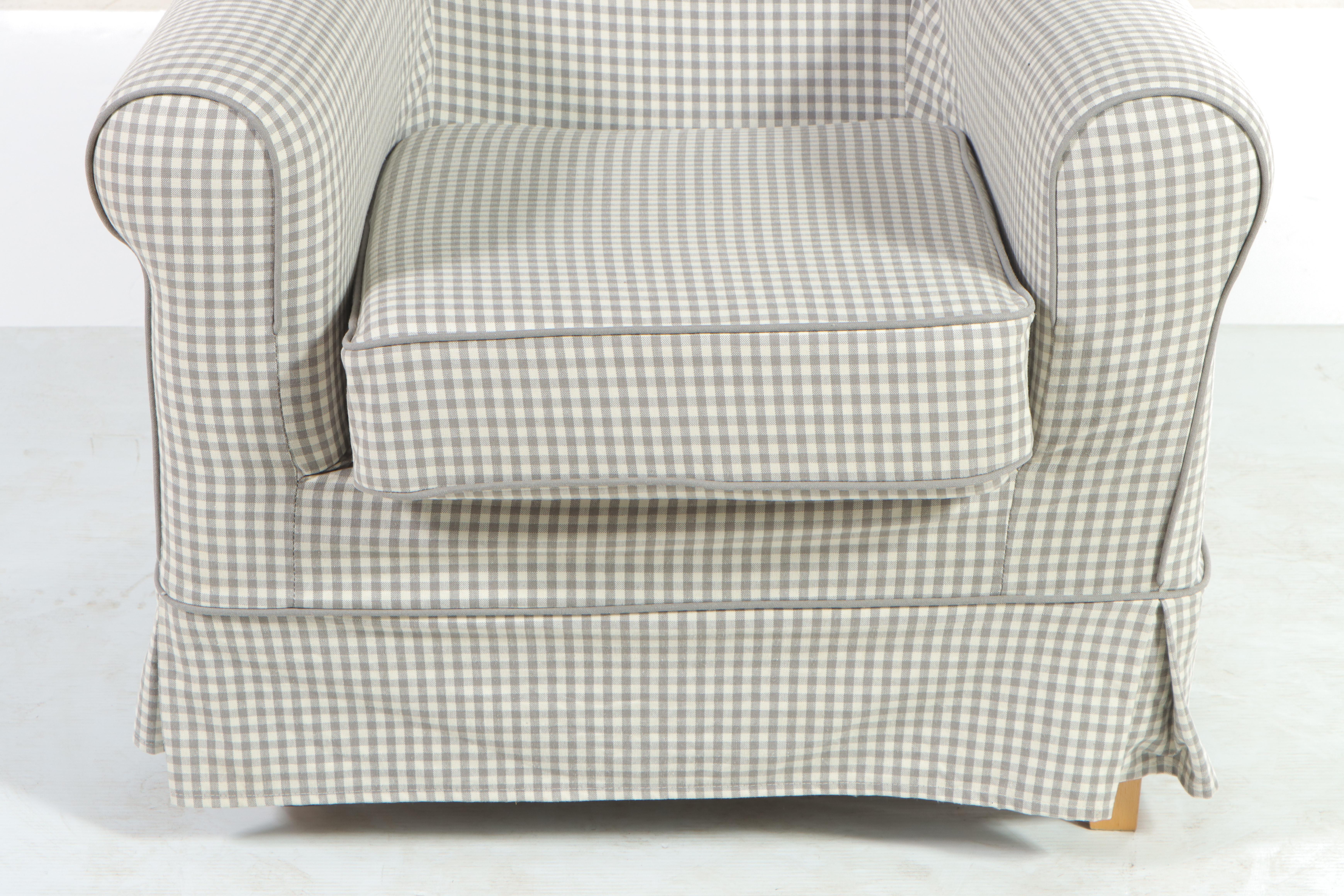 IKEA "Ektorp Jennylund" Plaid Slip-Covered Armchair