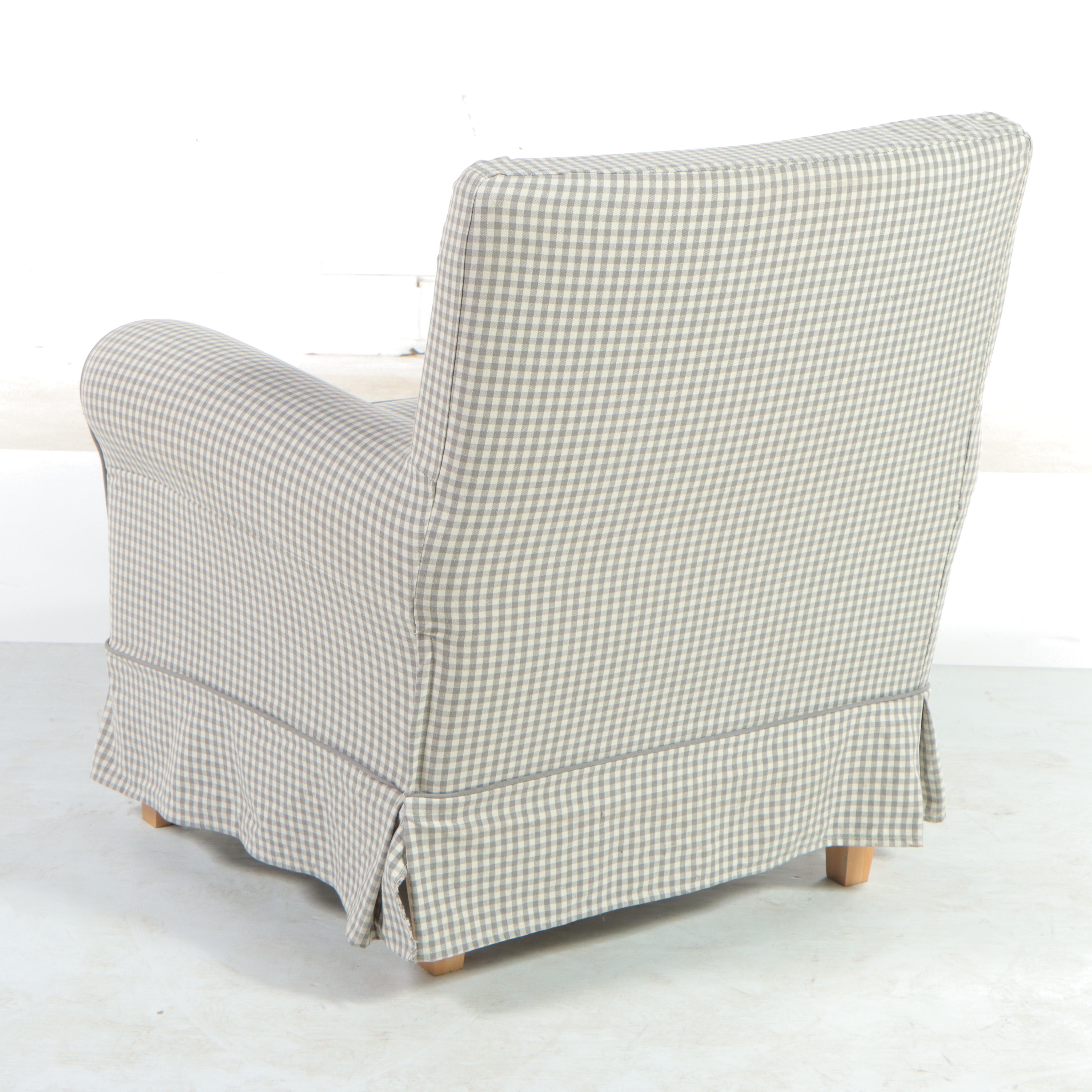 IKEA "Ektorp Jennylund" Plaid Slip-Covered Armchair
